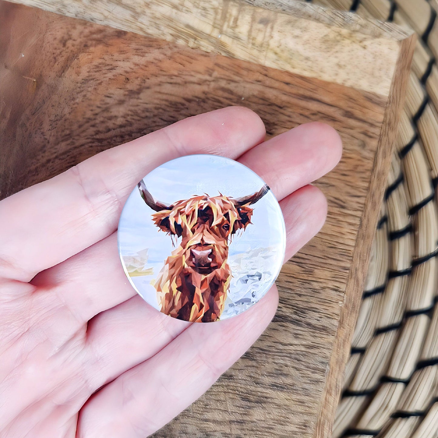 Highland cow illustration | Mini pin badge | Scottish