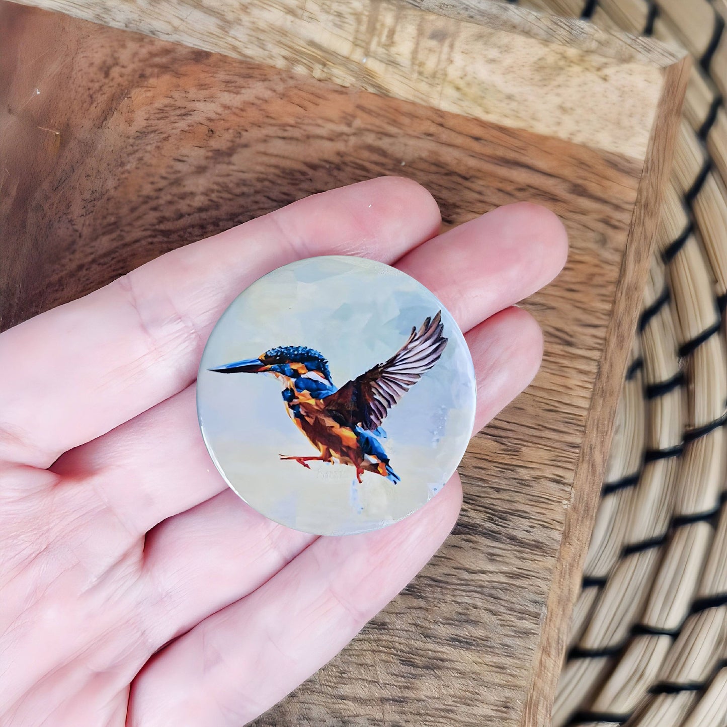 Kingfisher bird illustration | Mini pin badge | British birds
