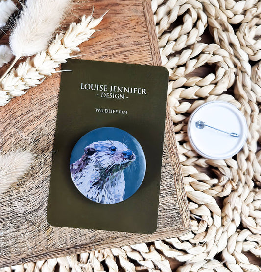 Otter illustration | Mini pin badge | Scottish