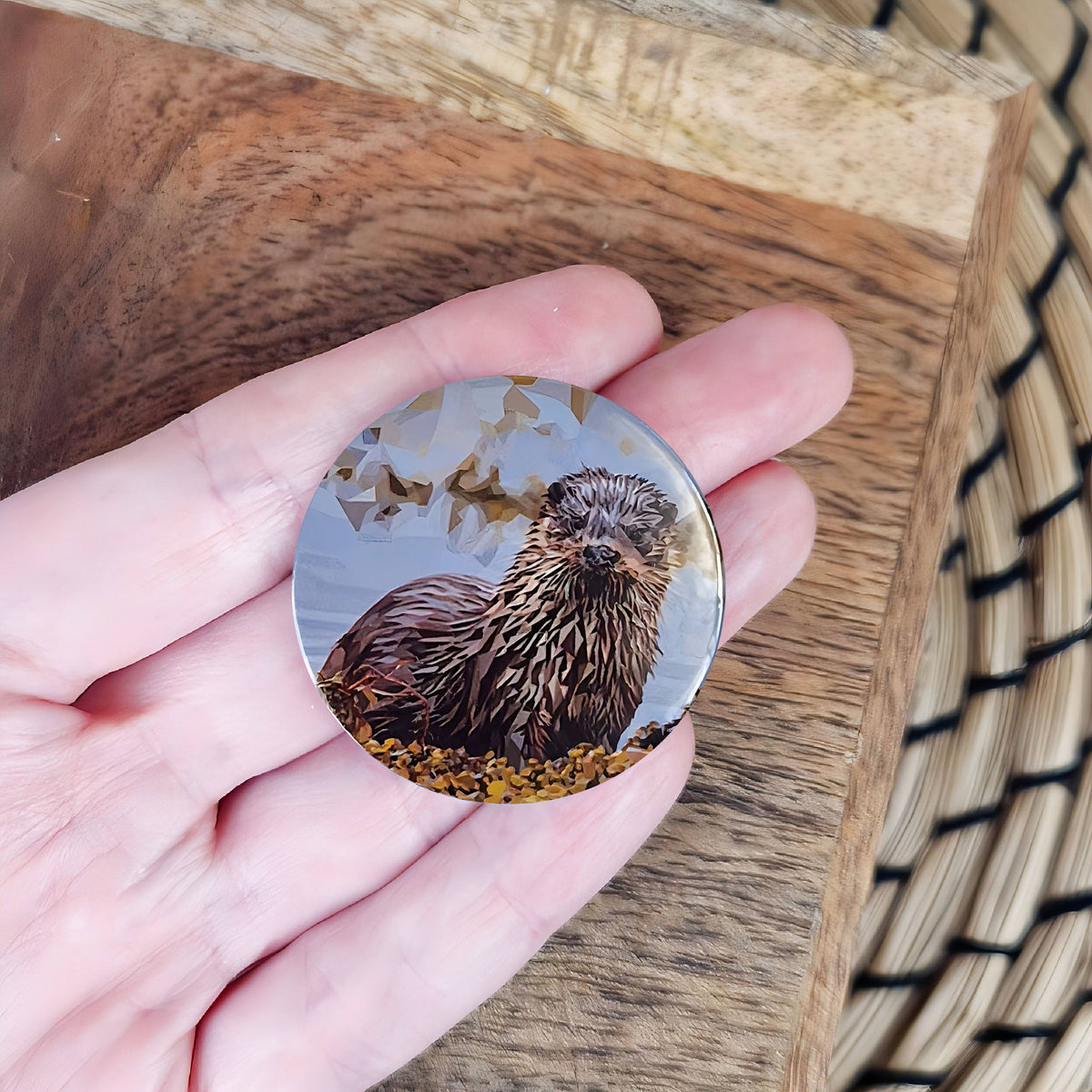 Otter illustration | Mini pin badge | Scottish