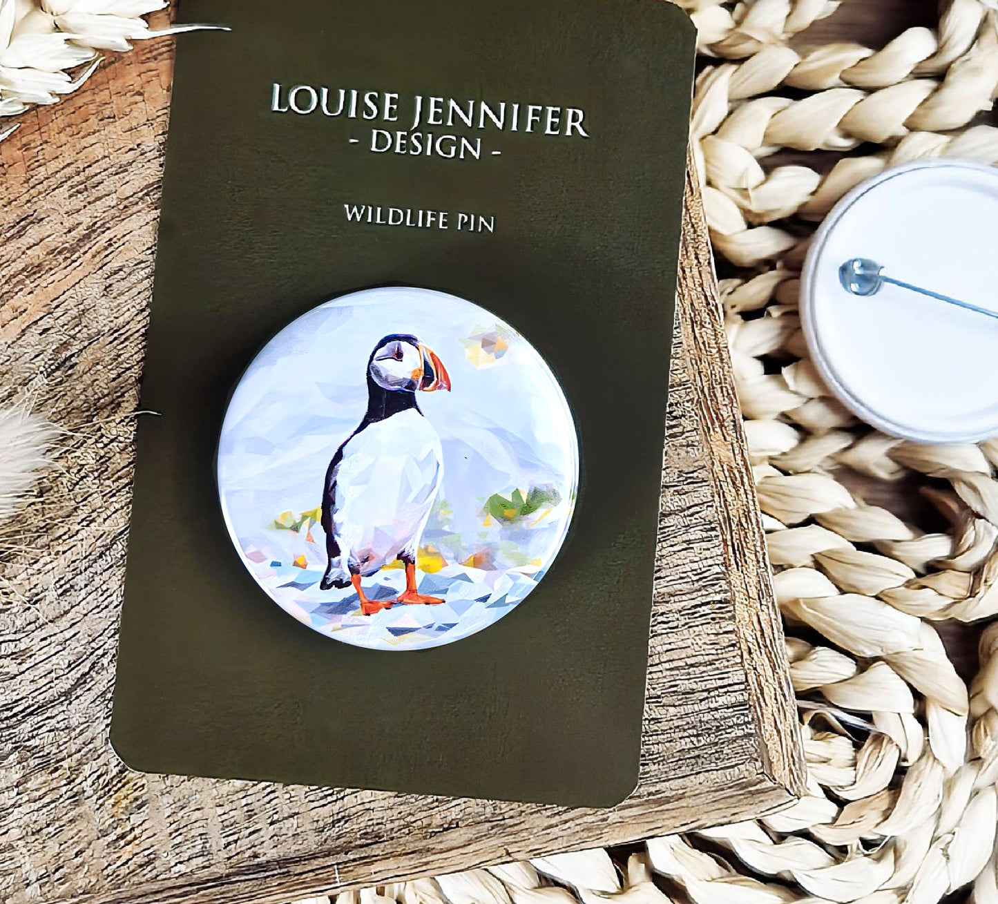 Atlantic puffin bird illustration | Mini pin badge | Scottish coast