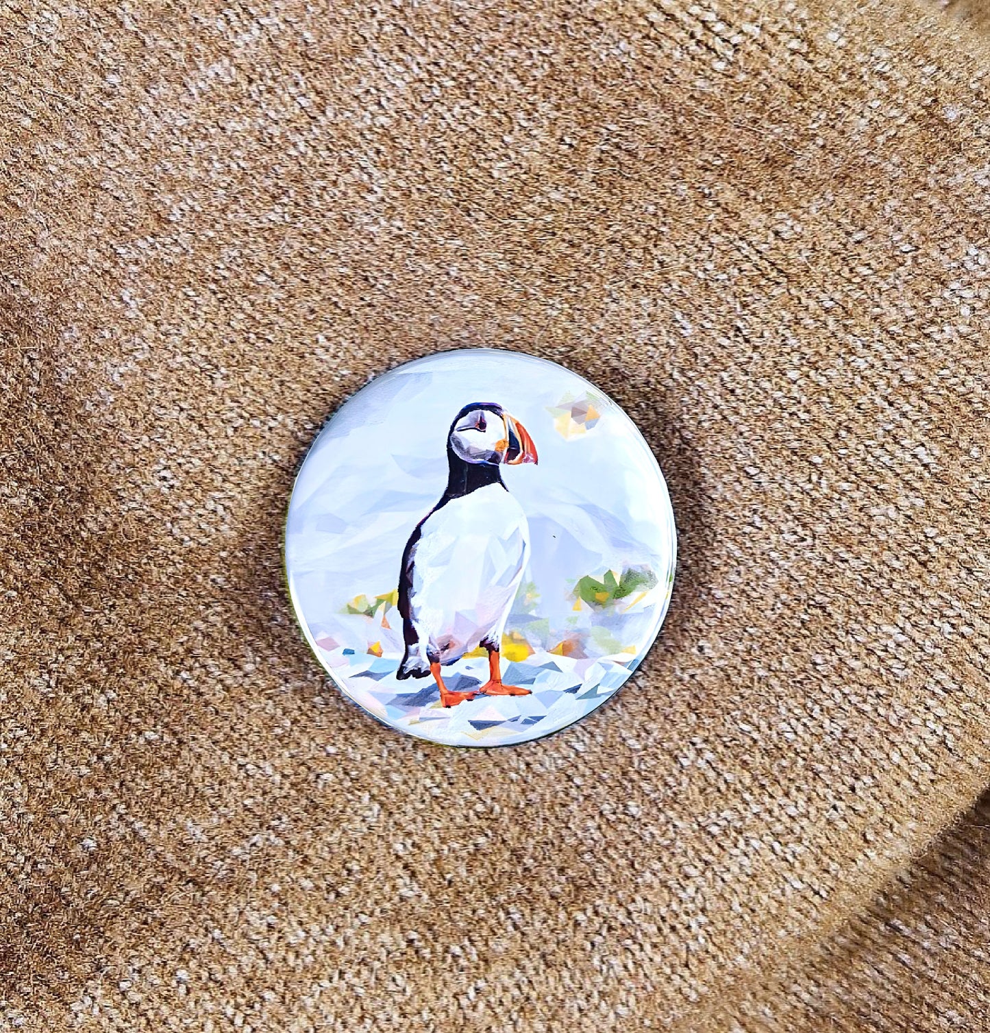 Atlantic puffin bird illustration | Mini pin badge | Scottish coast