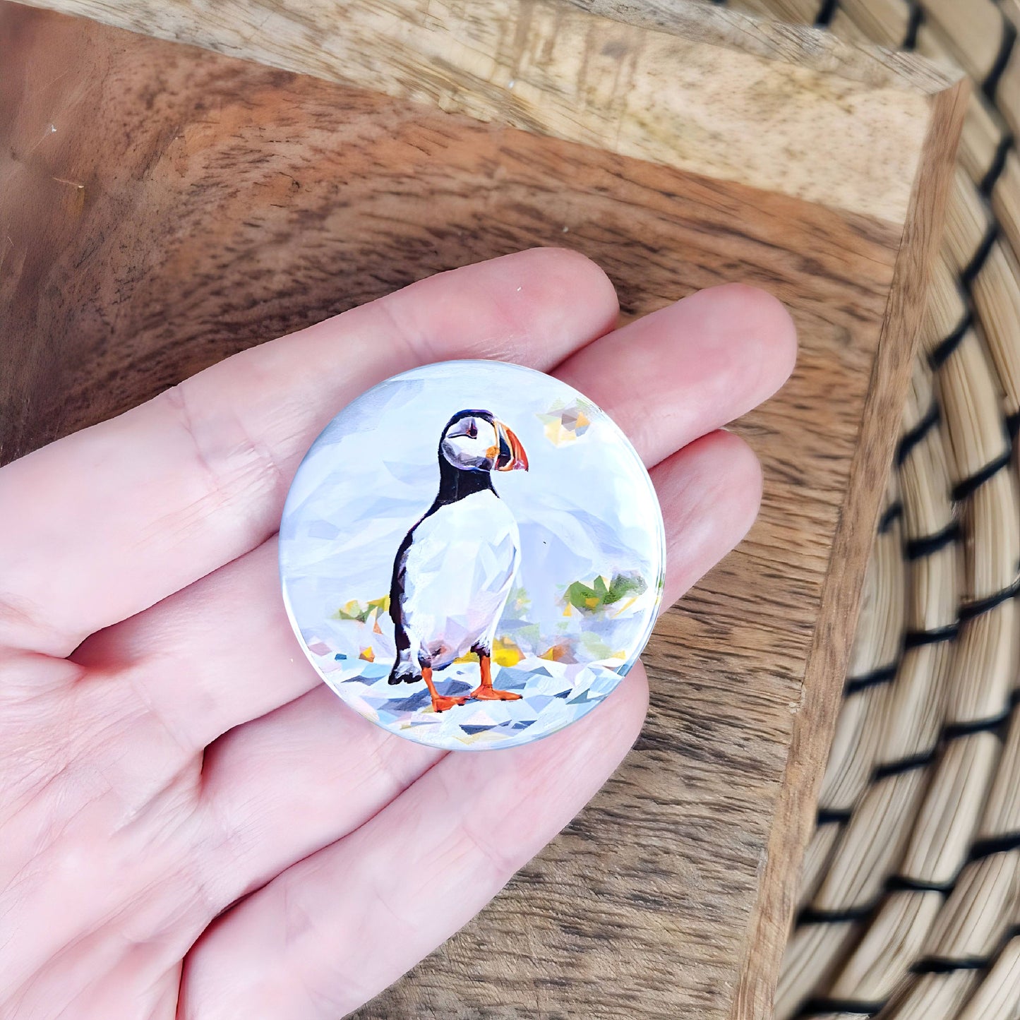Atlantic puffin bird illustration | Mini pin badge | Scottish coast
