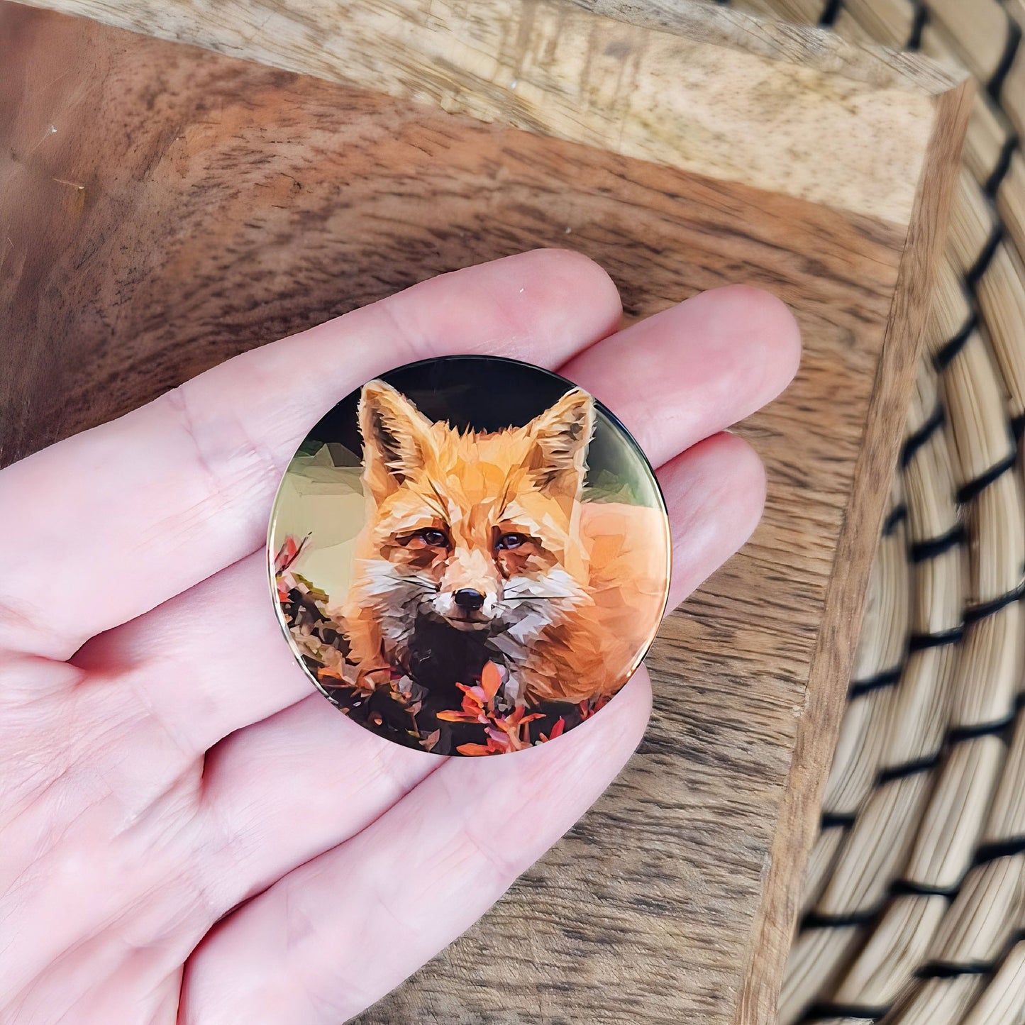 Red fox illustration | Mini pin badge | British countryside