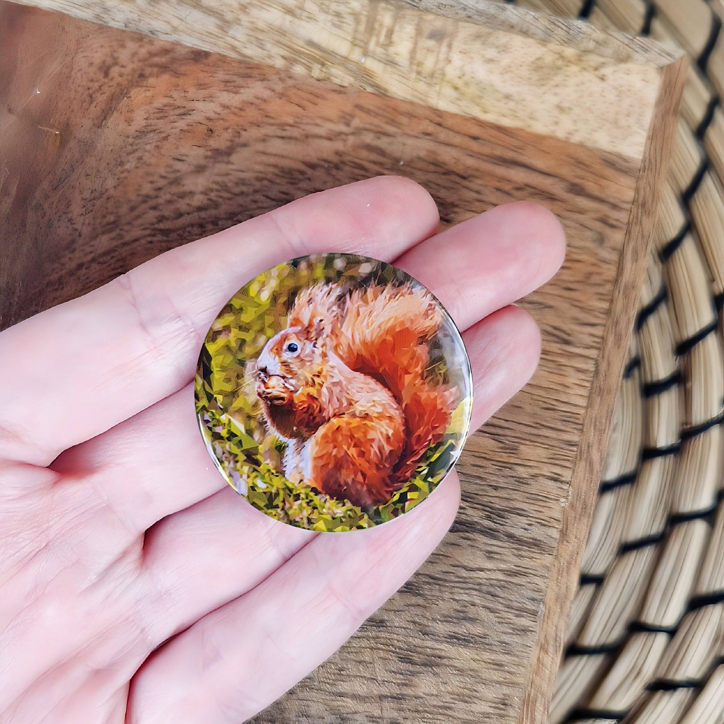 Red squirrel illustration | Mini pin badge | Woodland creatures
