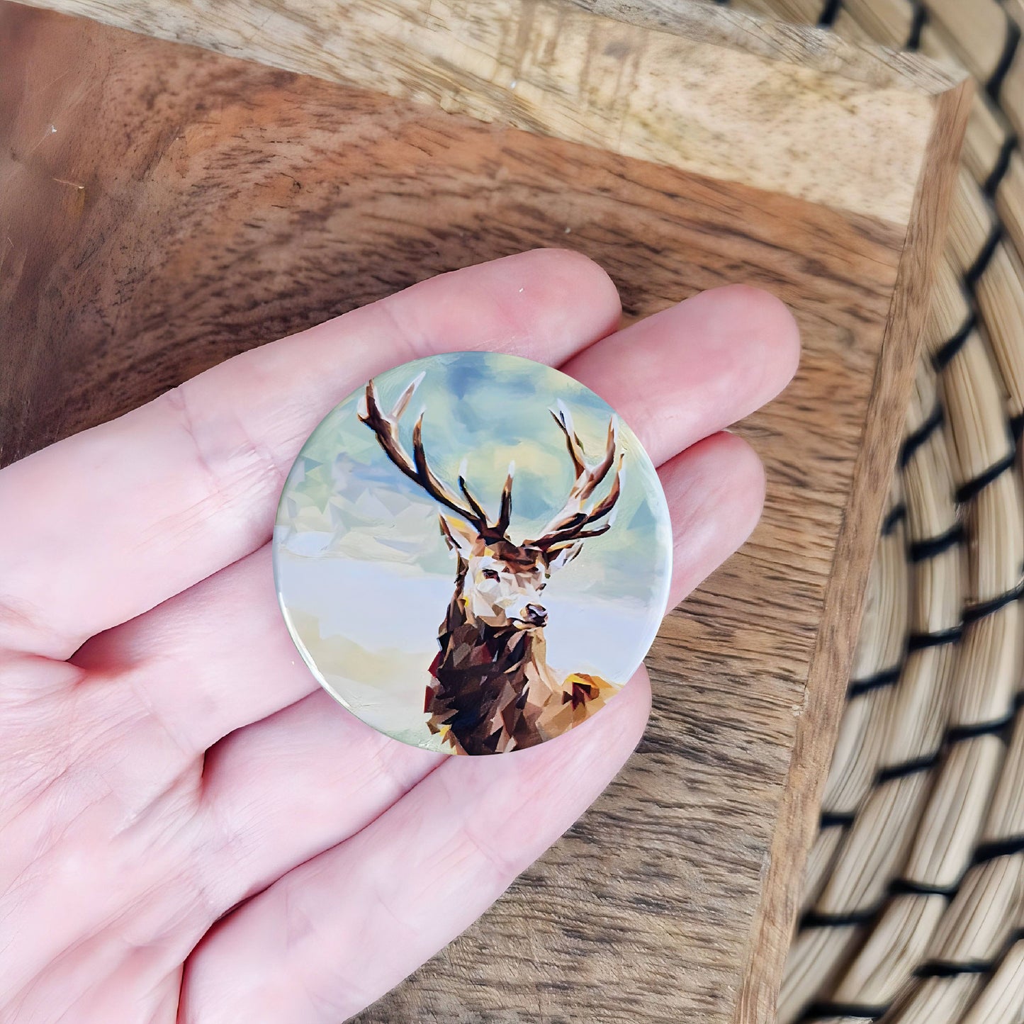 Red stag illustration | Mini pin badge | Scottish gift