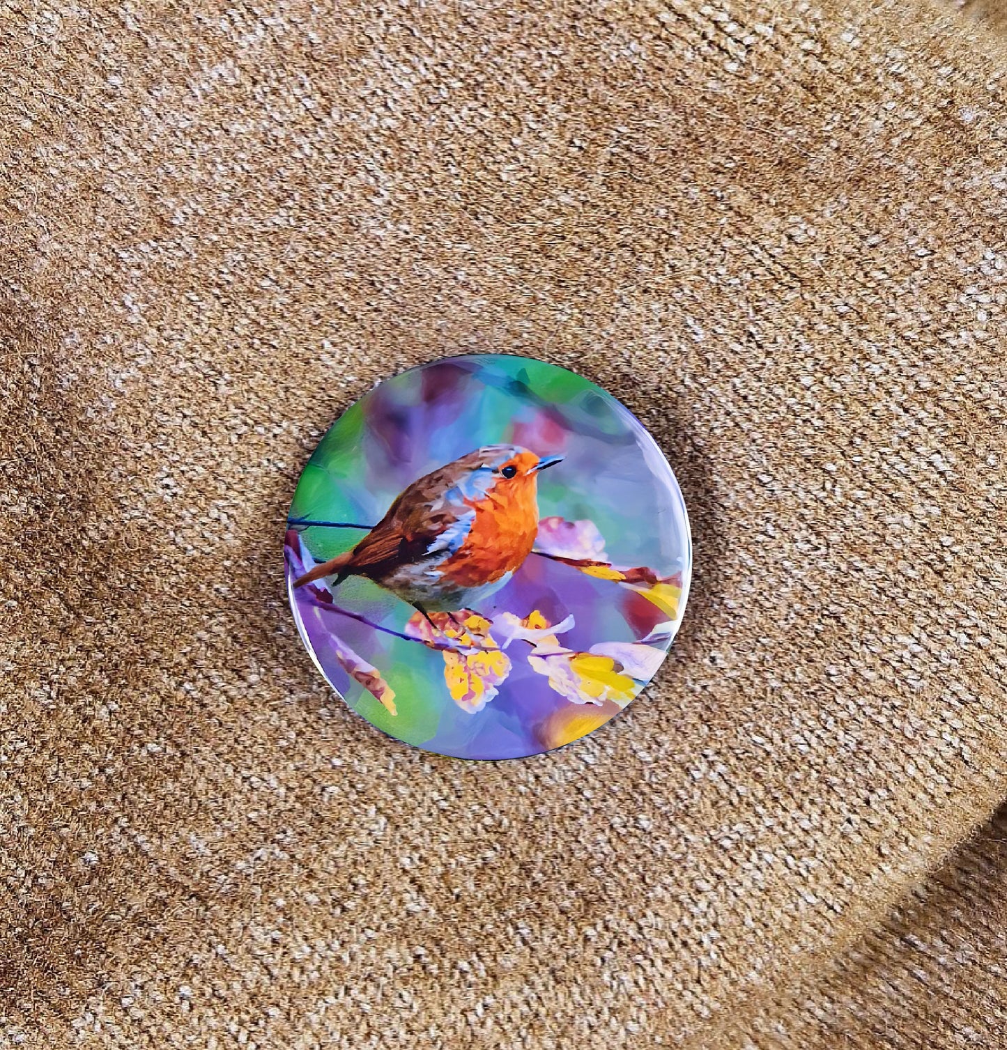 Robin illustration | Mini pin badge| Garden birds