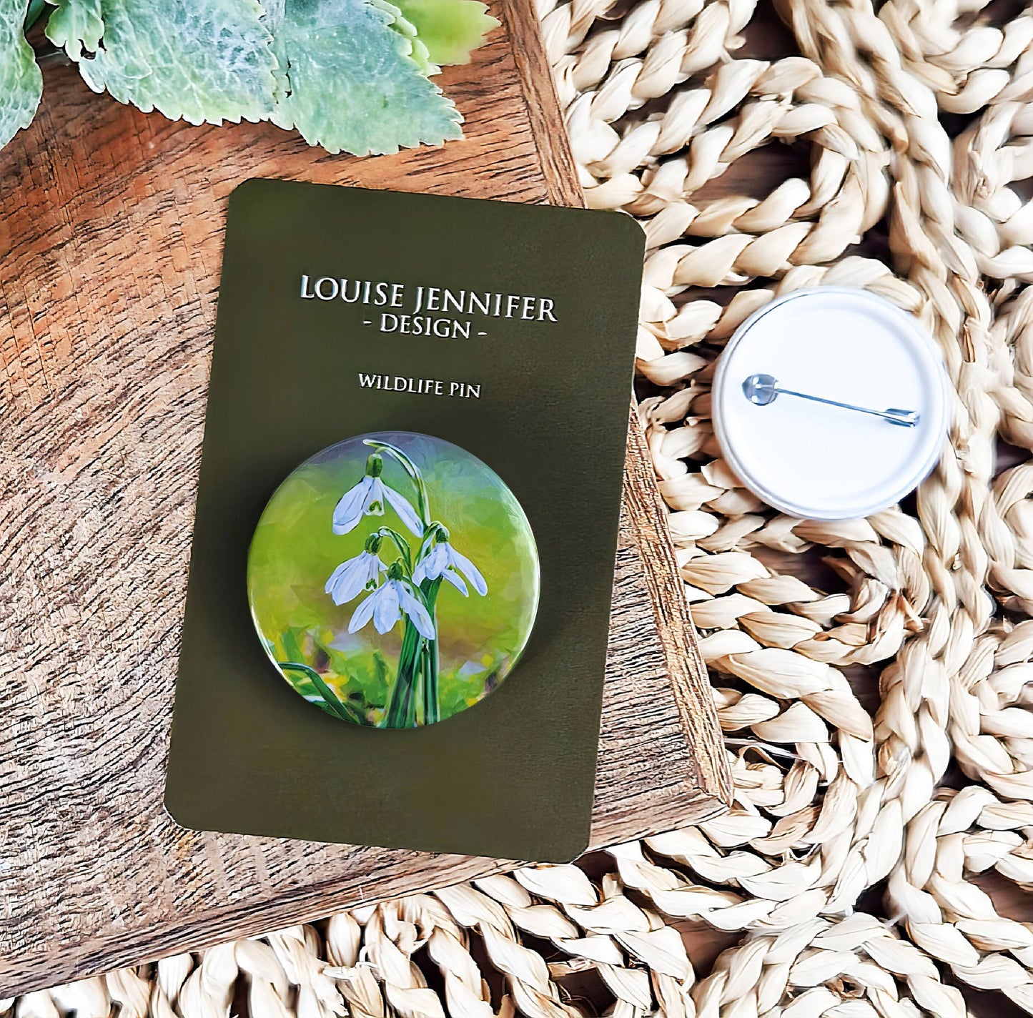Snowdrop flower illustration | Mini pin badge | British wildflowers