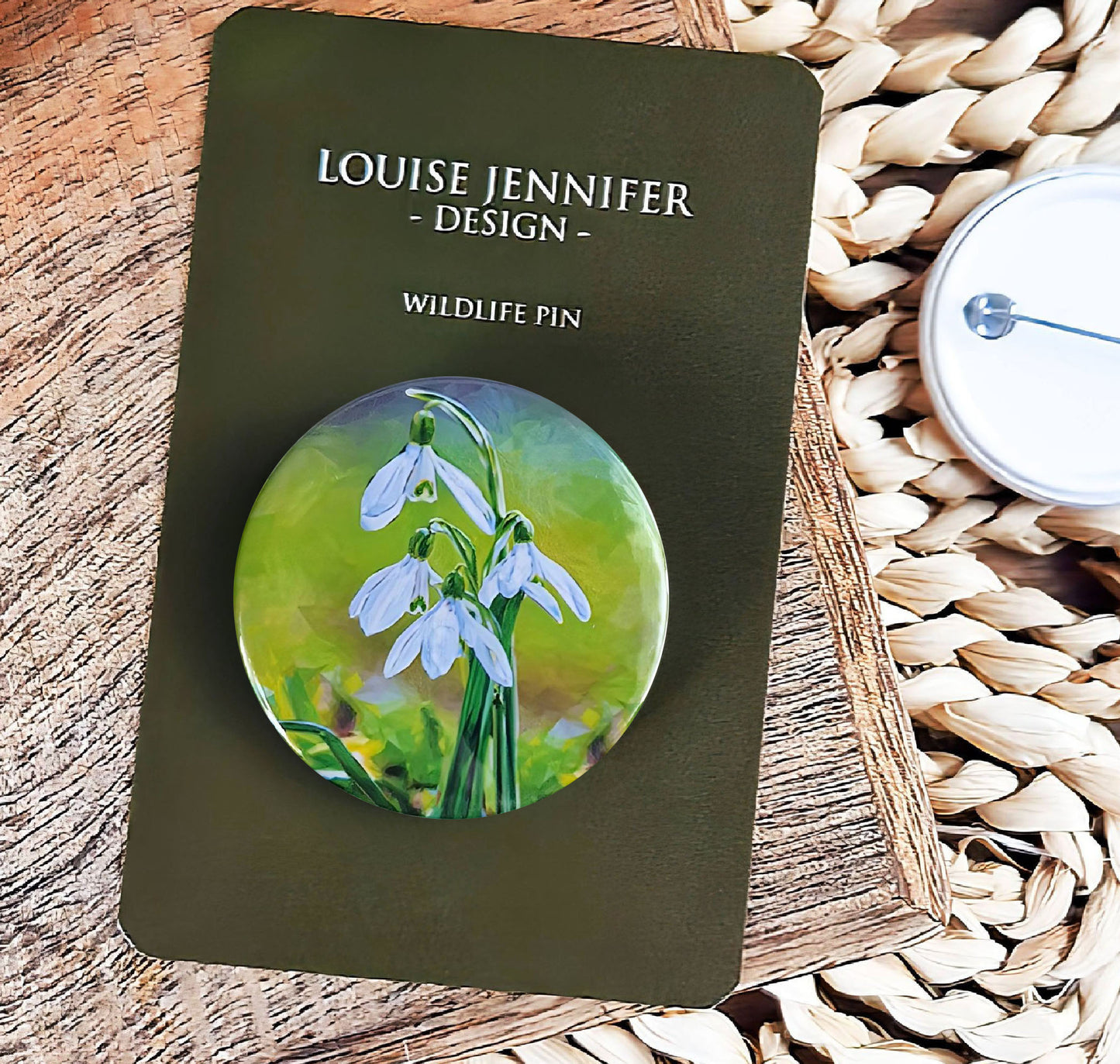 Snowdrop flower illustration | Mini pin badge | British wildflowers