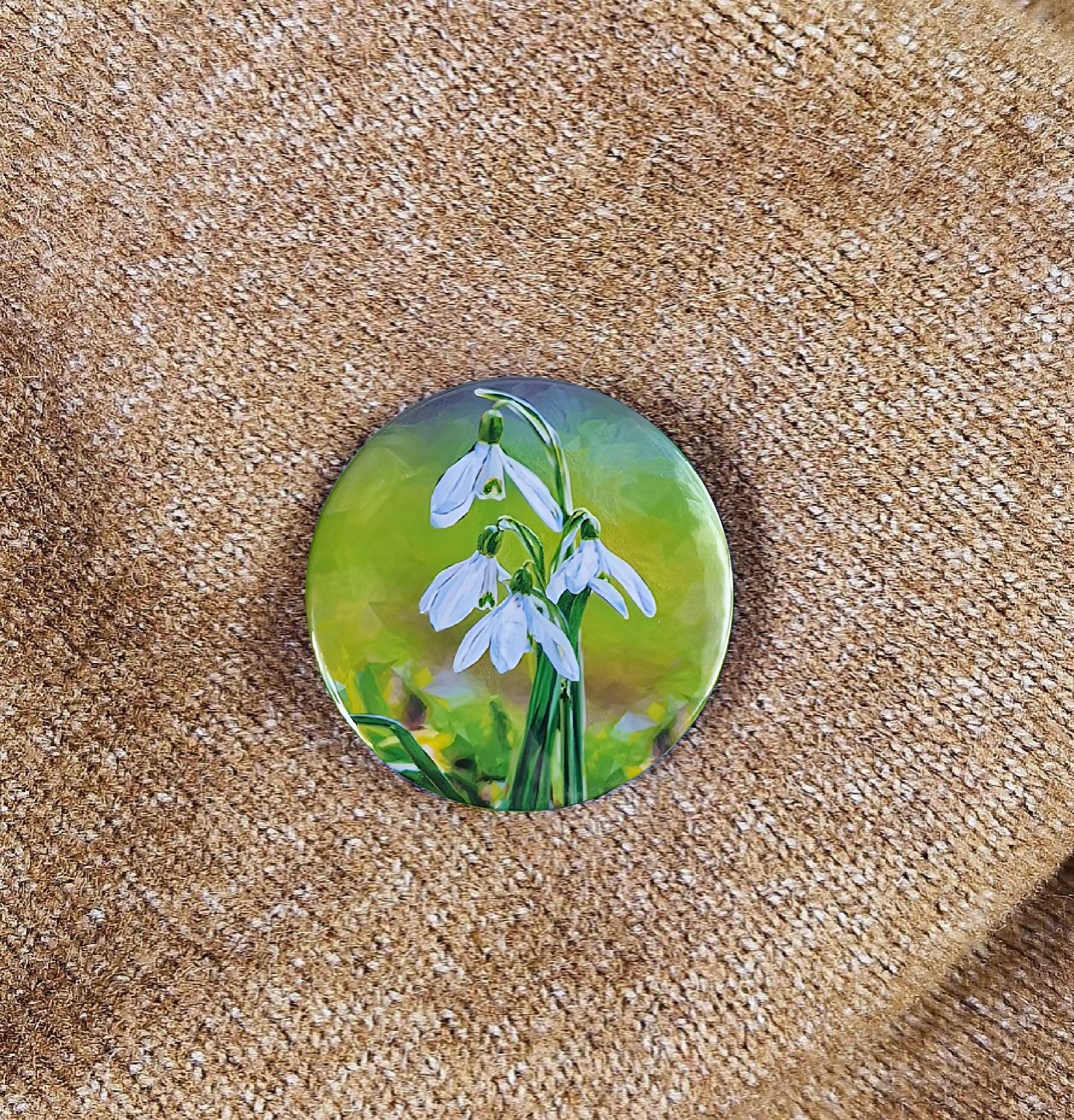 Snowdrop flower illustration | Mini pin badge | British wildflowers
