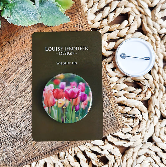 Tulip flowers illustration | Mini pin badge | British flowers