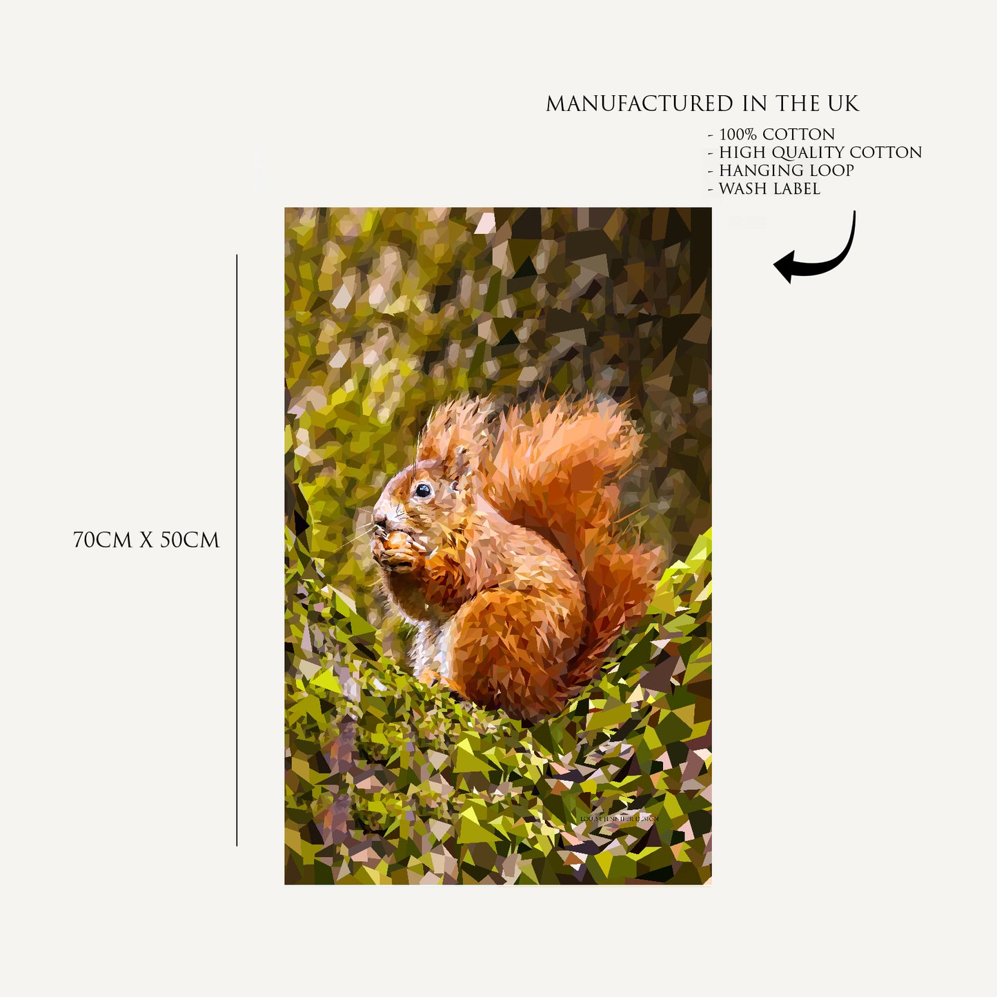 Red squirrel tea towel | 100% cotton | British woodland illustration