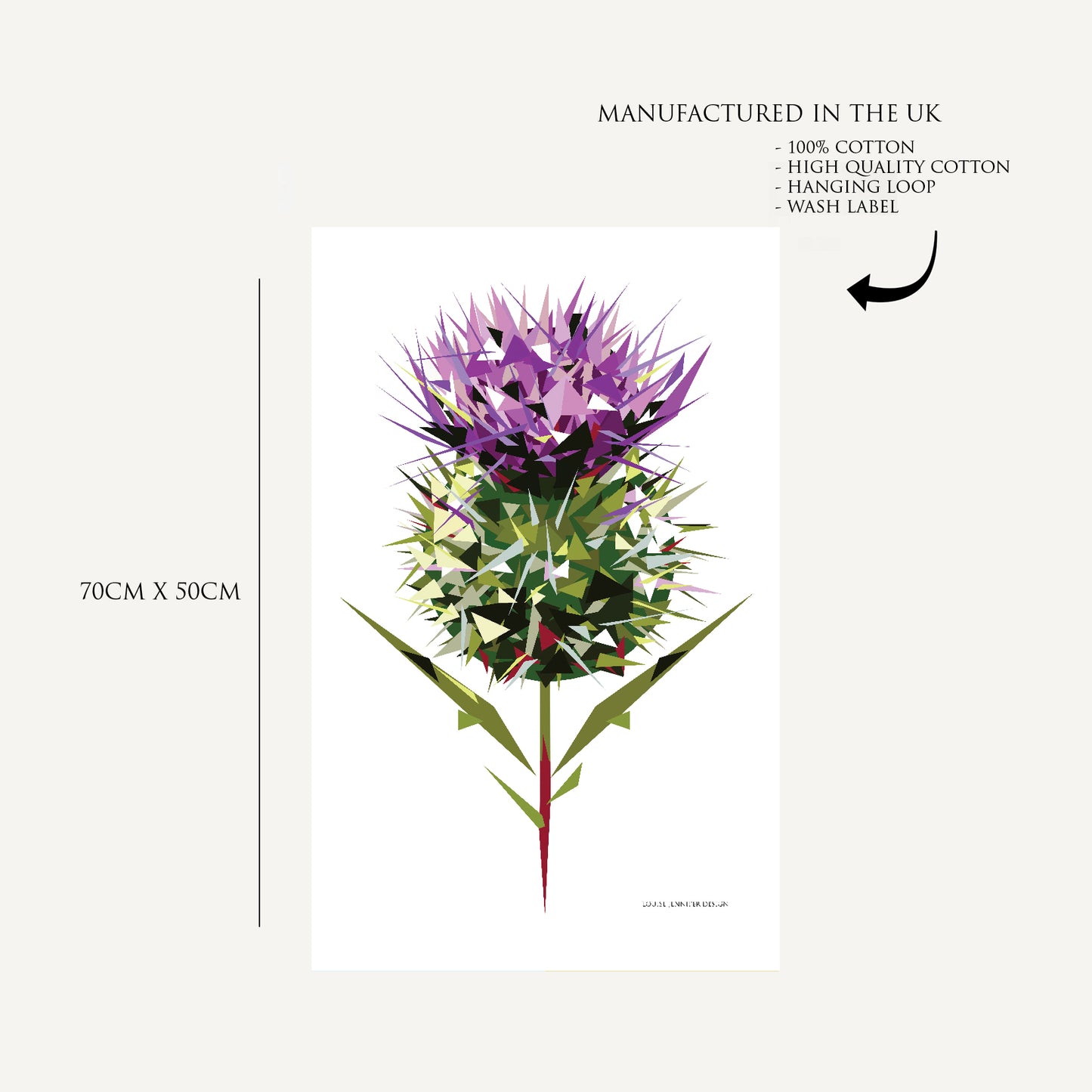 Spear thistle tea towel | 100% cotton | Scottish illustration