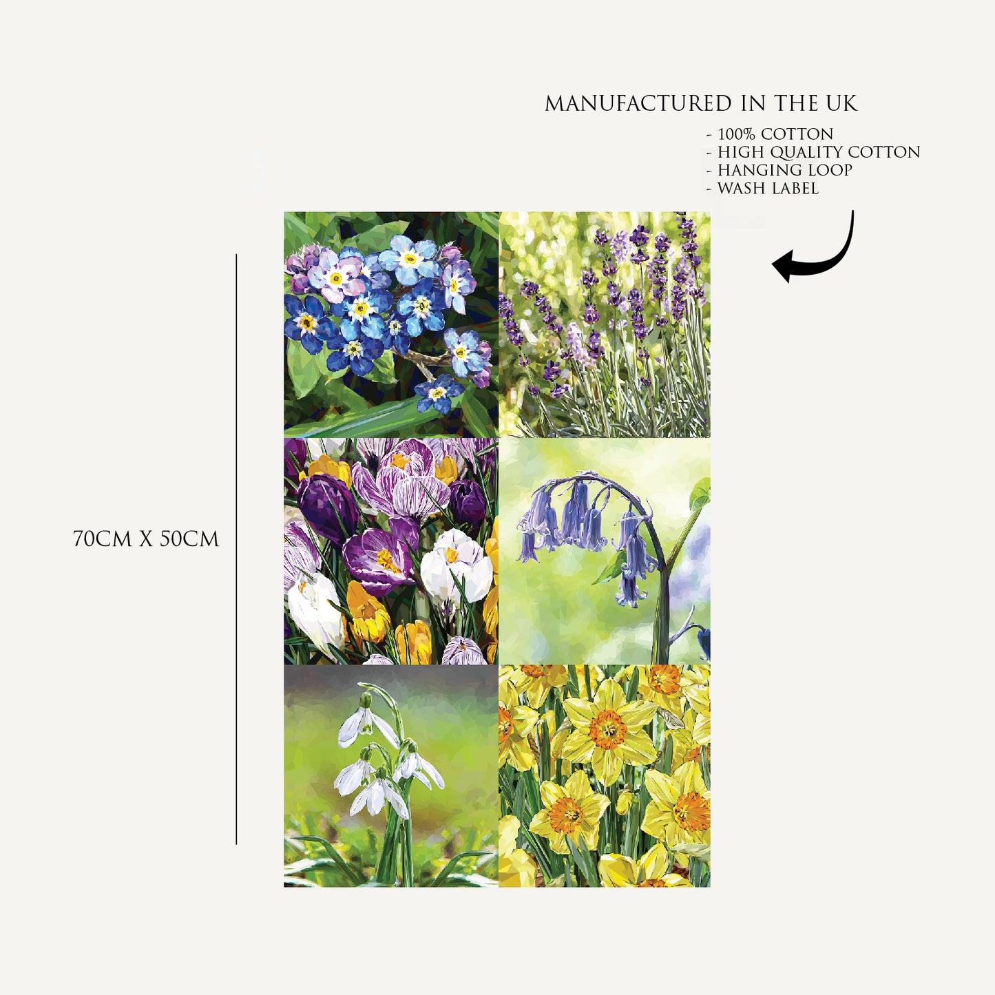 Wild flowers tea towel | 100% cotton | British garden illustration