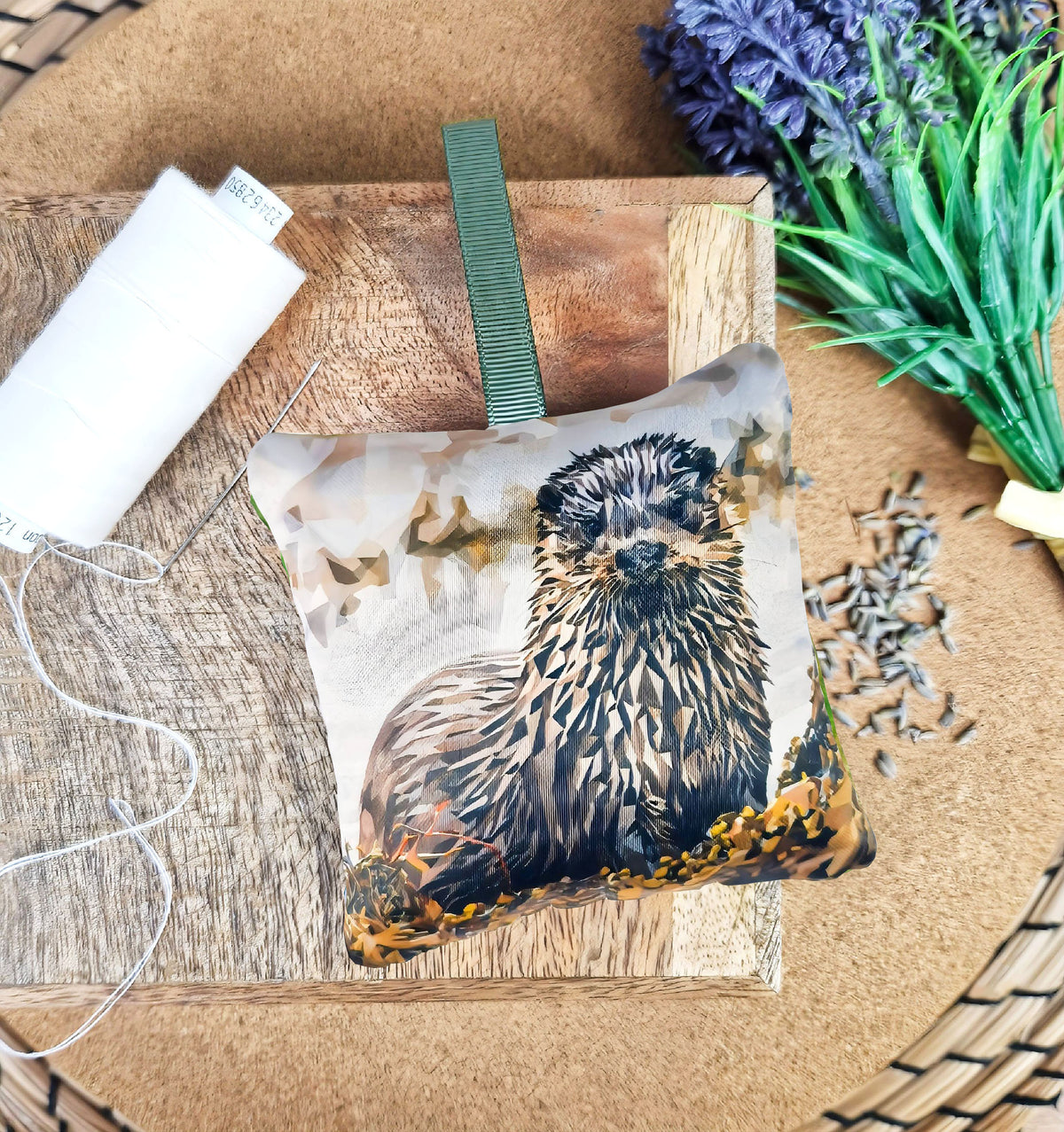 Handmade otter illustration sachet | English dried lavender | Scent