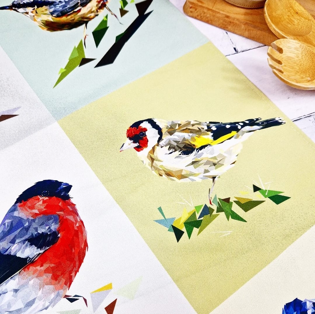 GARDEN BIRDS tea towel