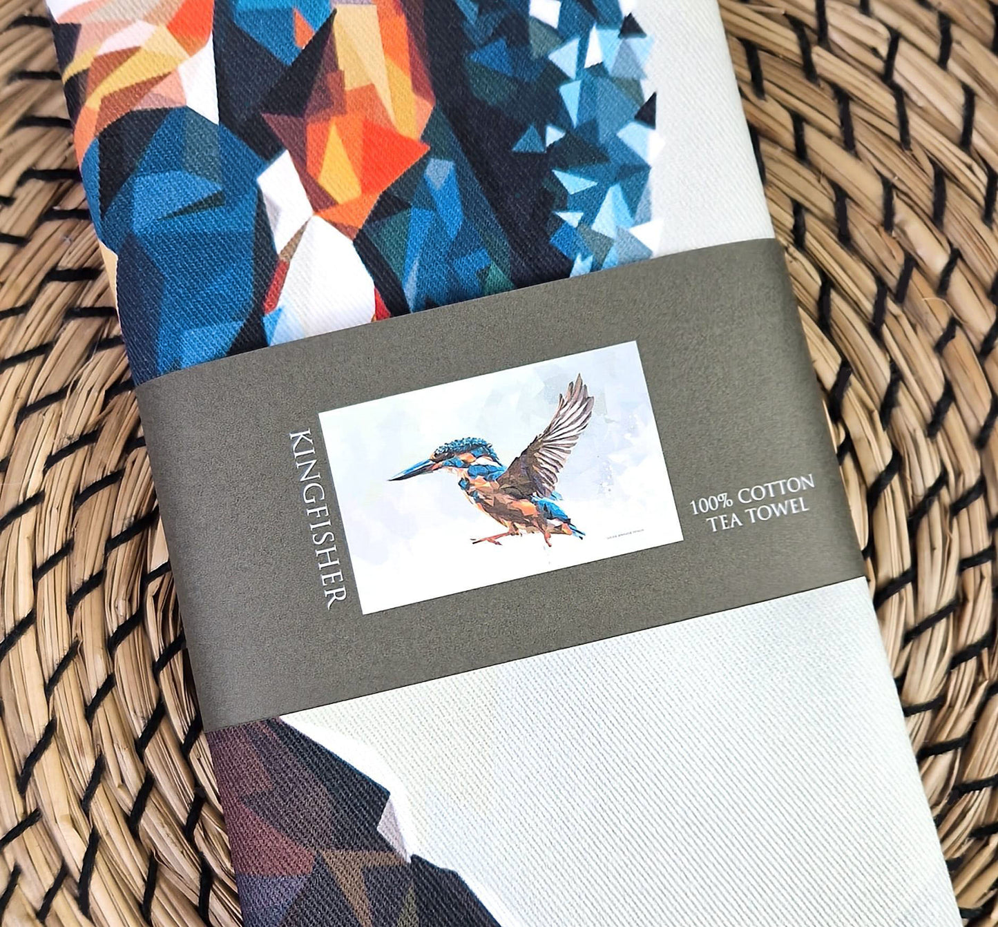 KINGFISHER cotton tea towel *NEW