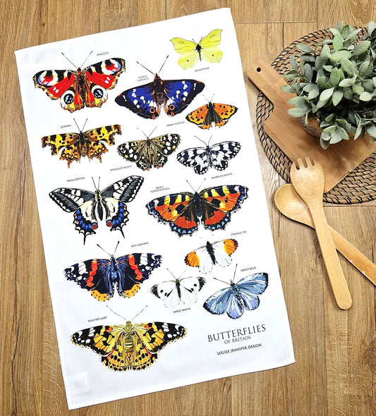 BUTTERFLIES OF BRITAIN cotton tea towel