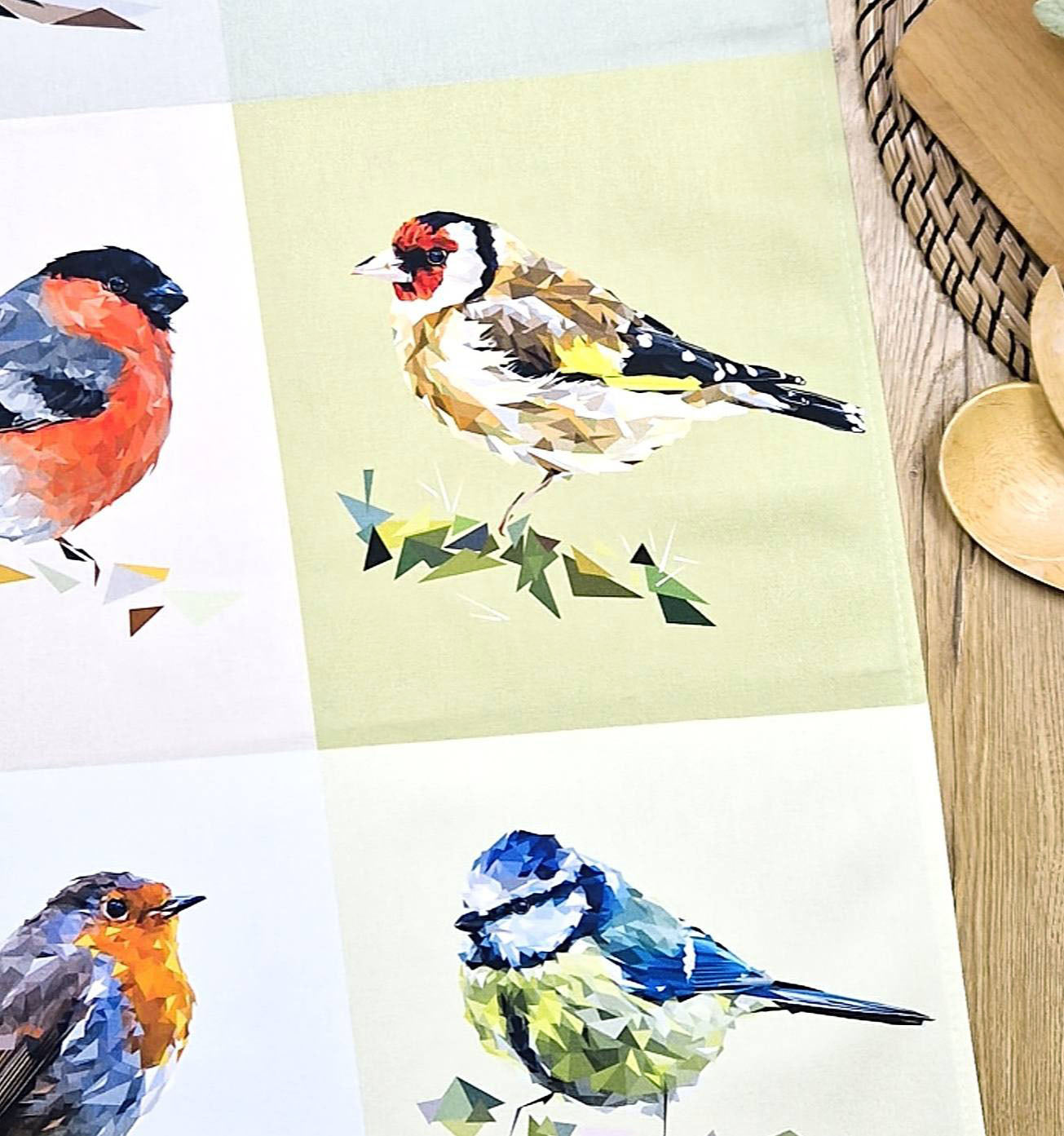 GARDEN BIRDS cotton tea towel