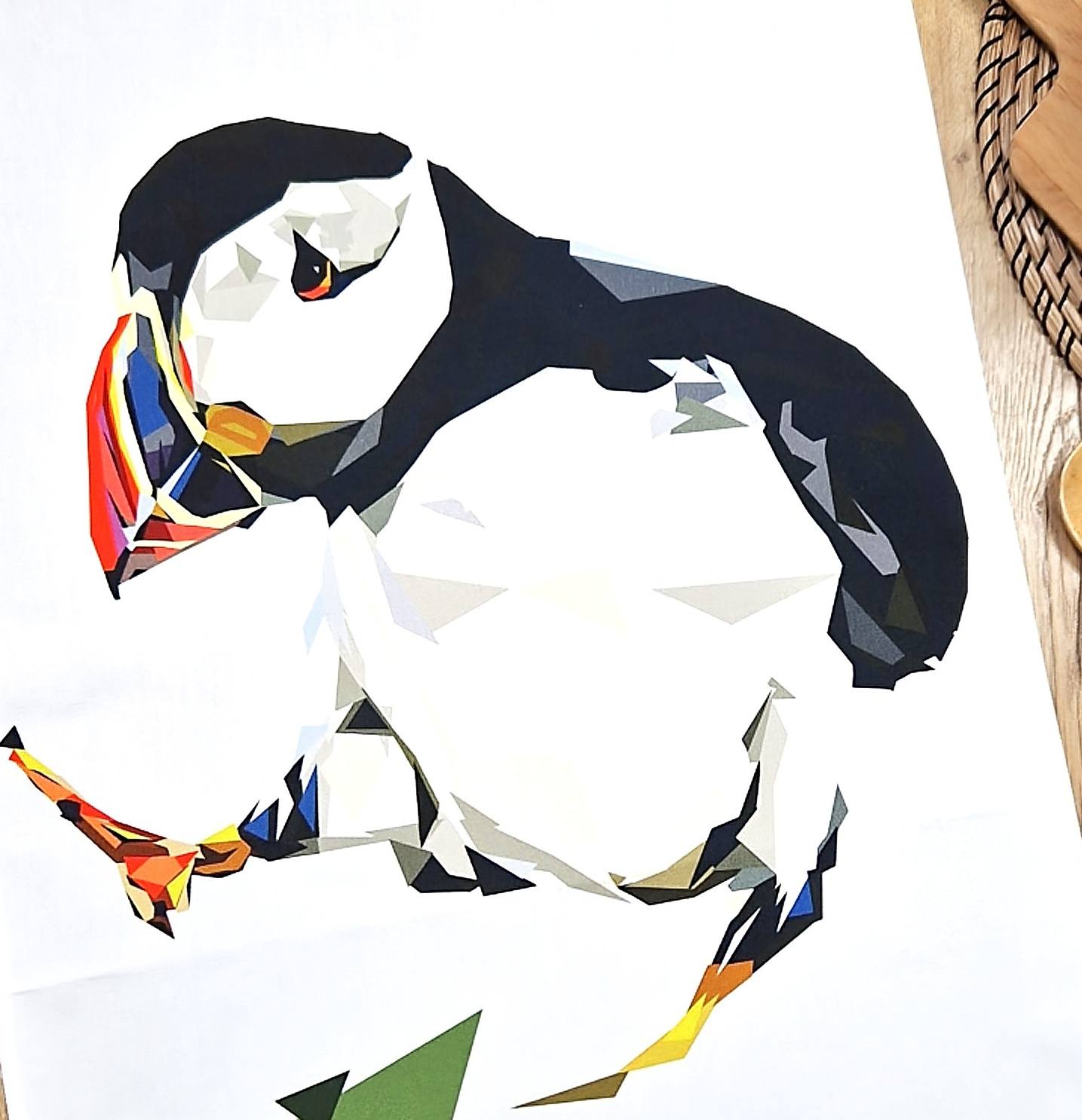 DANCING PUFFIN cotton tea towel - 50% OFF APPLIED AT CHECKOUT