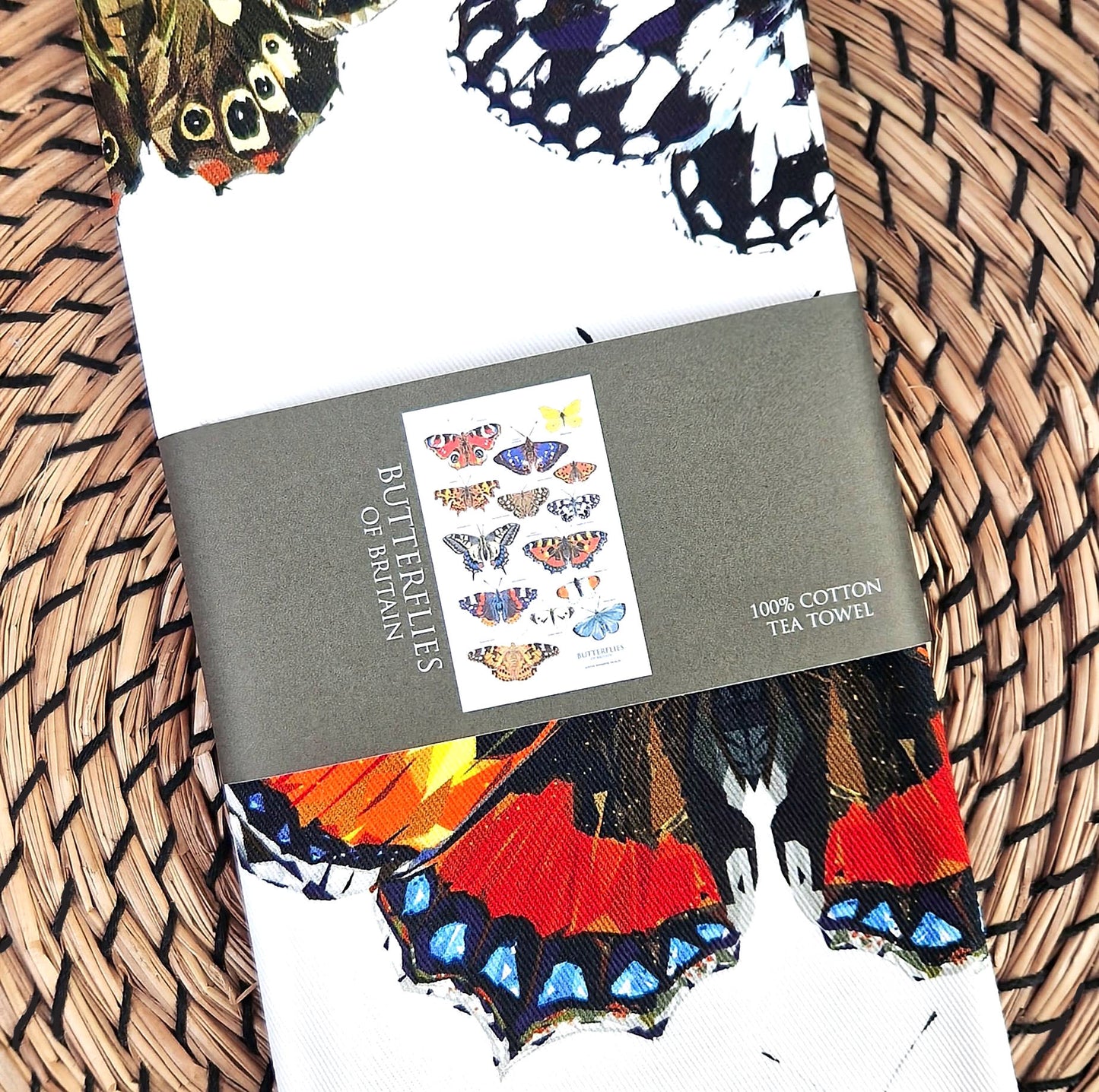 BUTTERFLIES OF BRITAIN cotton tea towel - 50% OFF APPLIED AT CHECKOUT