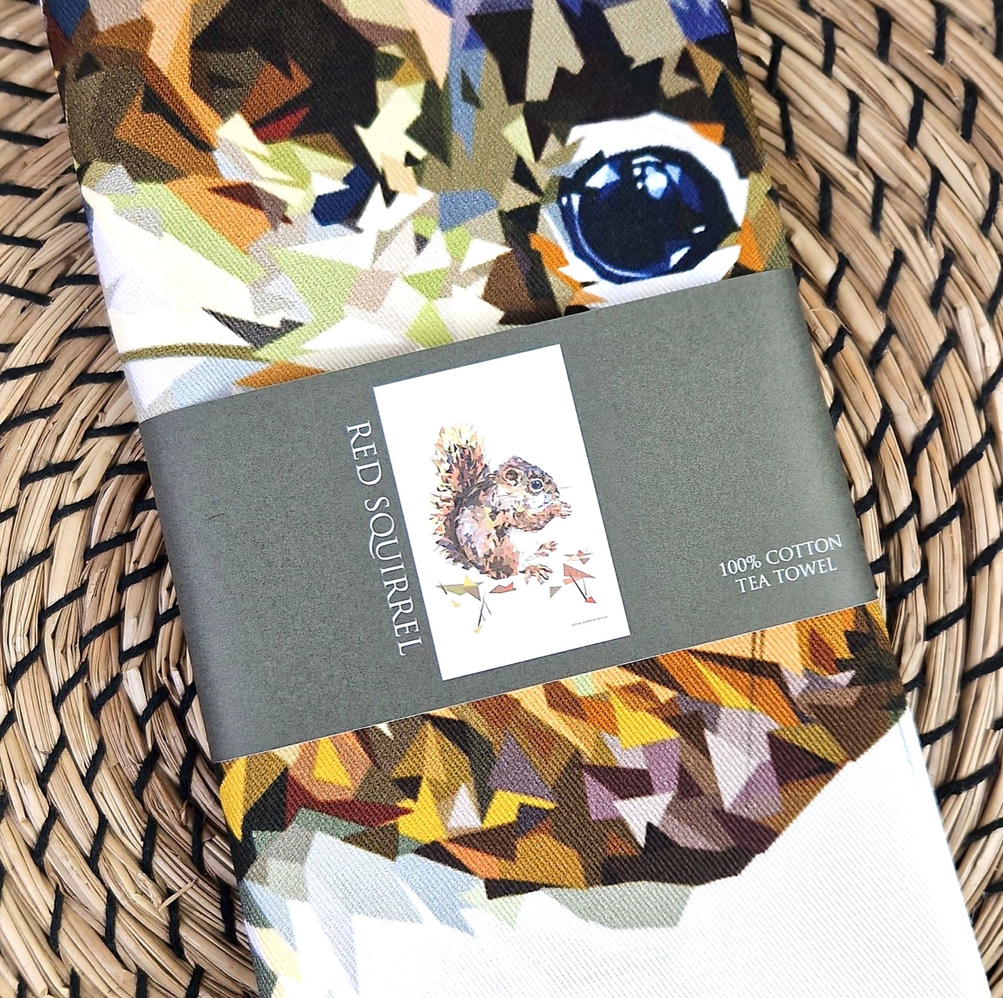RED SQUIRREL cotton tea towel - 50% OFF APPLIED AT CHECKOUT