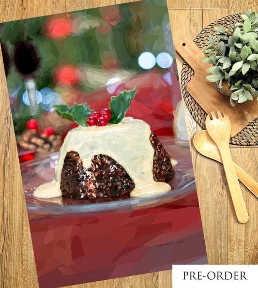 CHRISTMAS PUDDING cotton tea towel *NEW