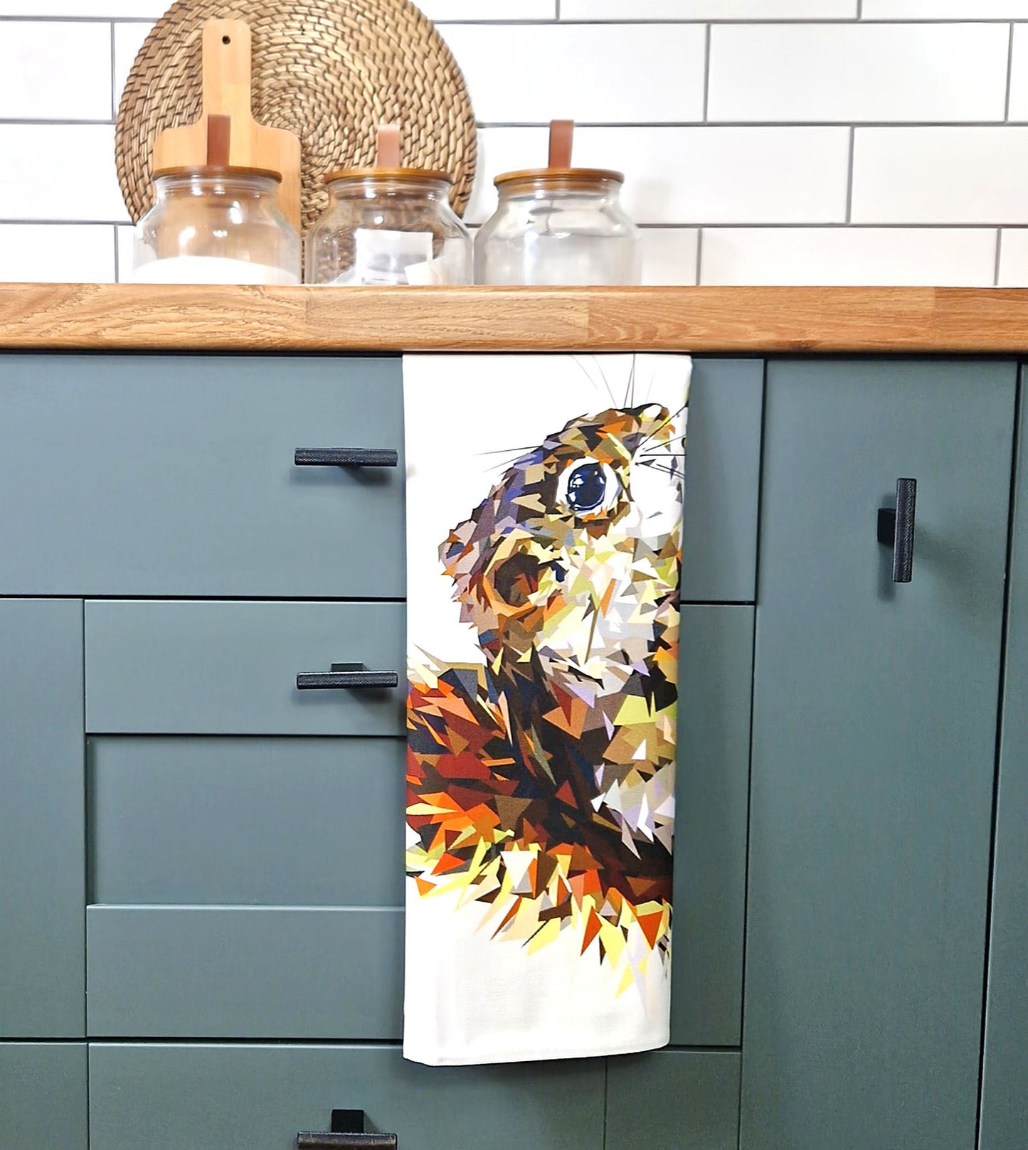 RED SQUIRREL cotton tea towel - 50% OFF APPLIED AT CHECKOUT