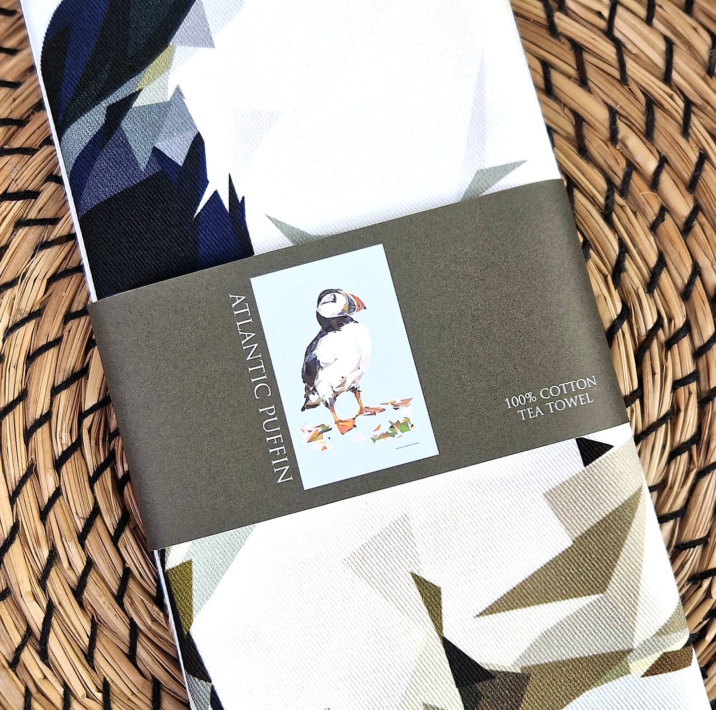 ATLANTIC PUFFIN cotton tea towel - 50% OFF APPLIED AT CHECKOUT