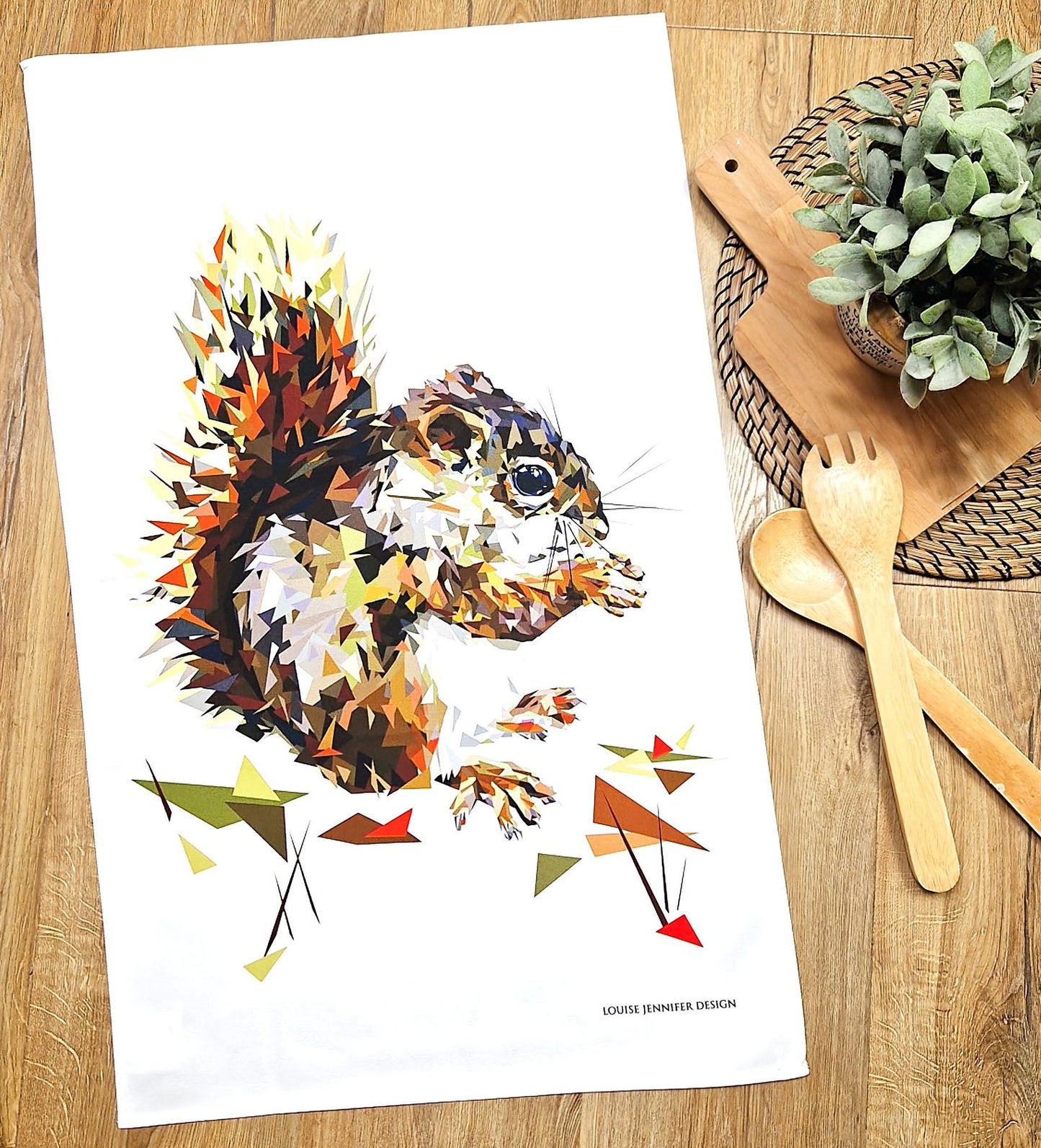 RED SQUIRREL cotton tea towel - 50% OFF APPLIED AT CHECKOUT