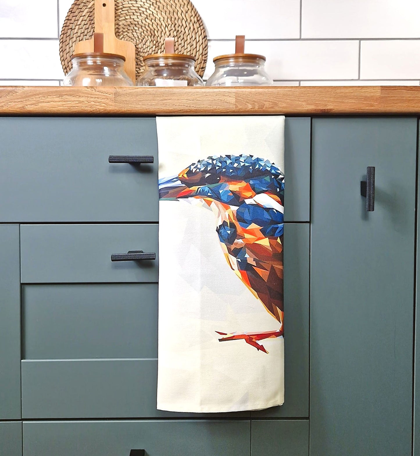KINGFISHER cotton tea towel *NEW
