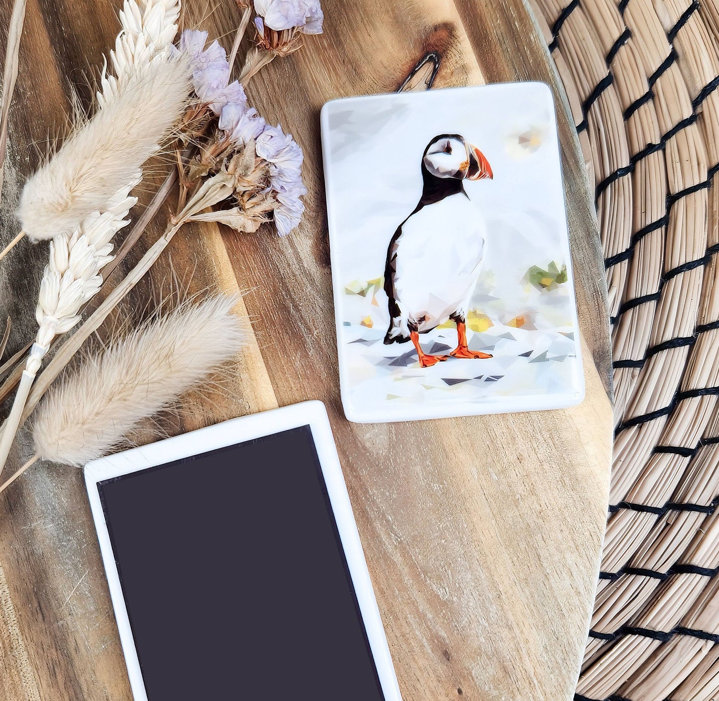 Atlantic puffin bird illustration | Ceramic fridge magnet | Coastal birds