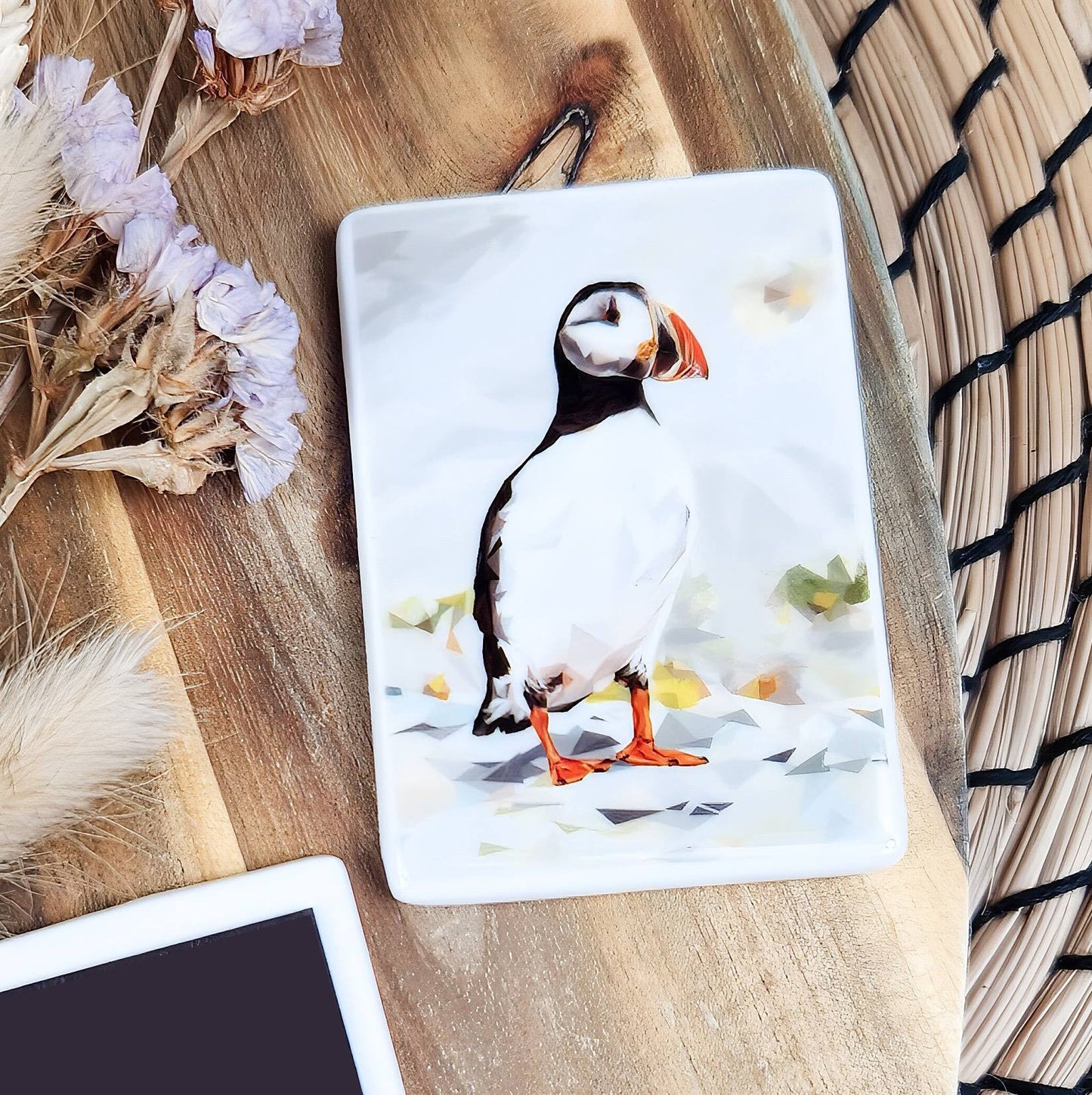 Atlantic puffin bird illustration | Ceramic fridge magnet | Coastal birds