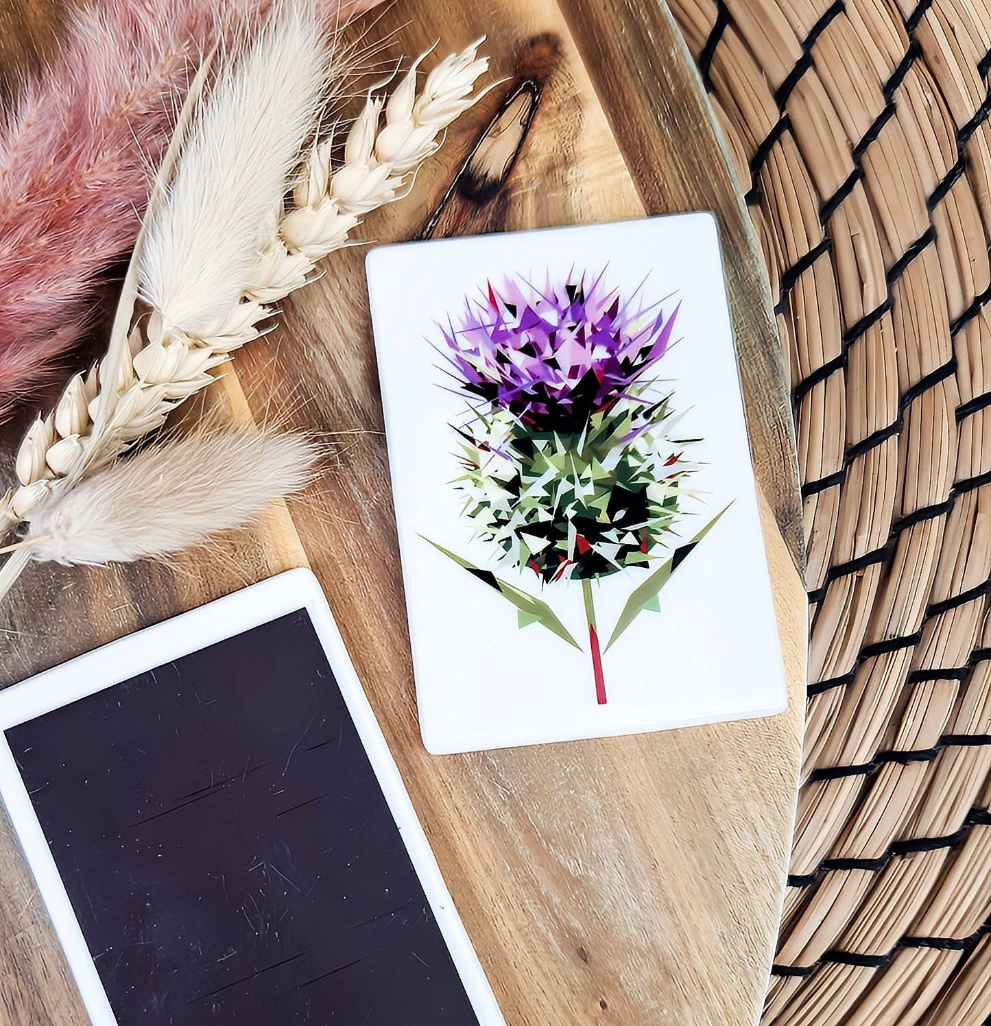 Spear thistle illustration | Ceramic fridge magnet | Scottish gifts