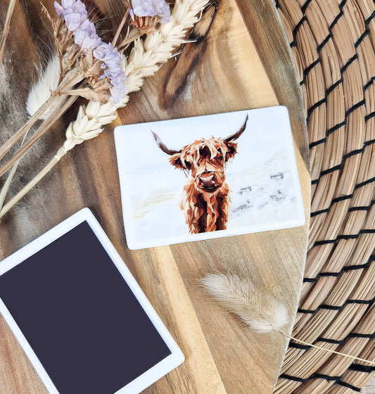 Highland cow illustration | Ceramic fridge magnet | Scottish highlands