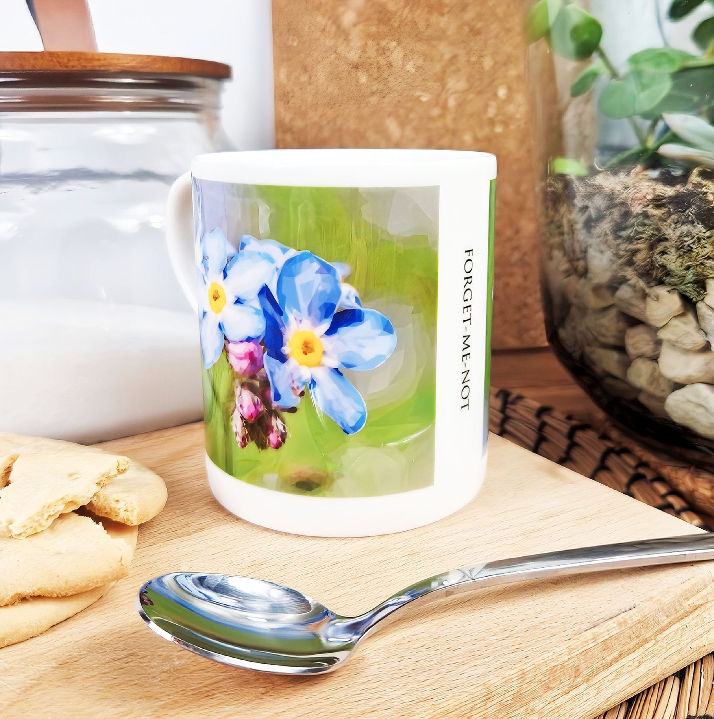 Forget-me-not flower illustration | Bone China mug | Wildflowers
