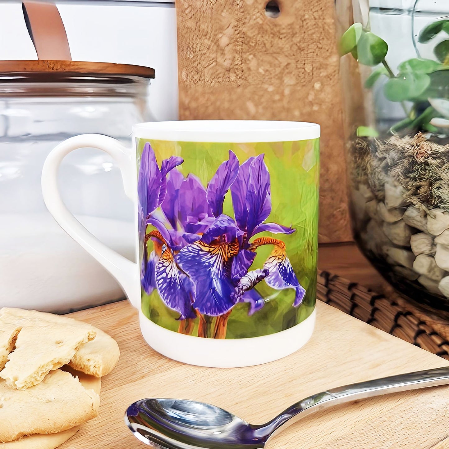 Iris flowers illustration | Bone China mug | British flowers
