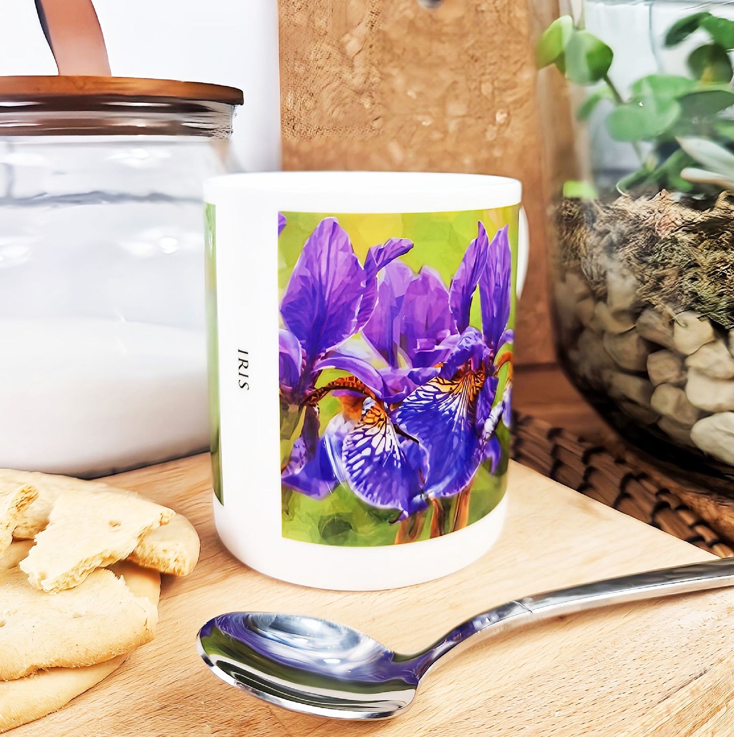 Iris flowers illustration | Bone China mug | British flowers