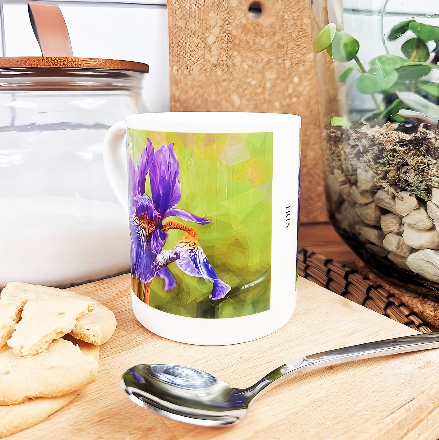 Iris flowers illustration | Bone China mug | British flowers