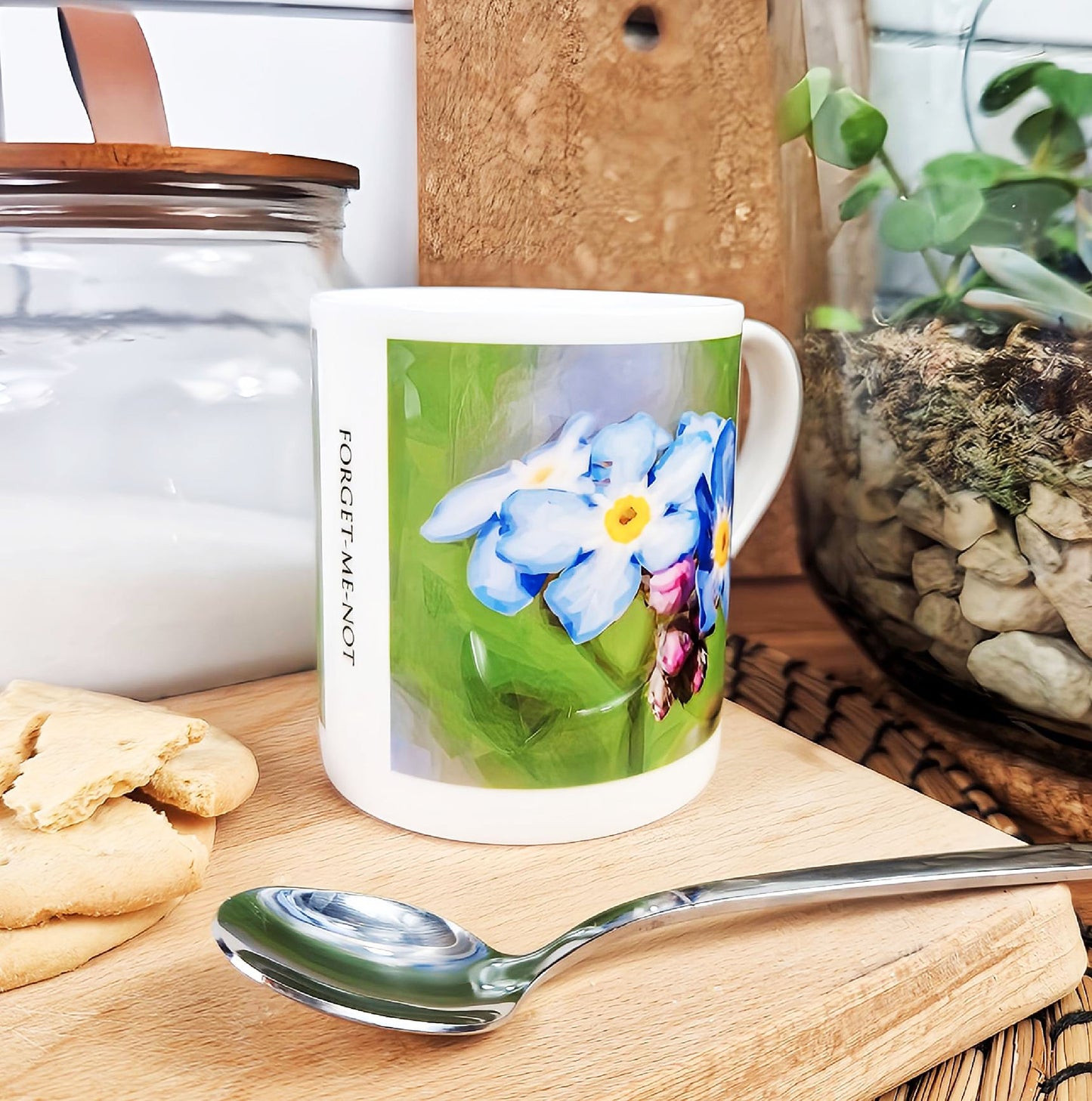 Forget-me-not flower illustration | Bone China mug | Wildflowers