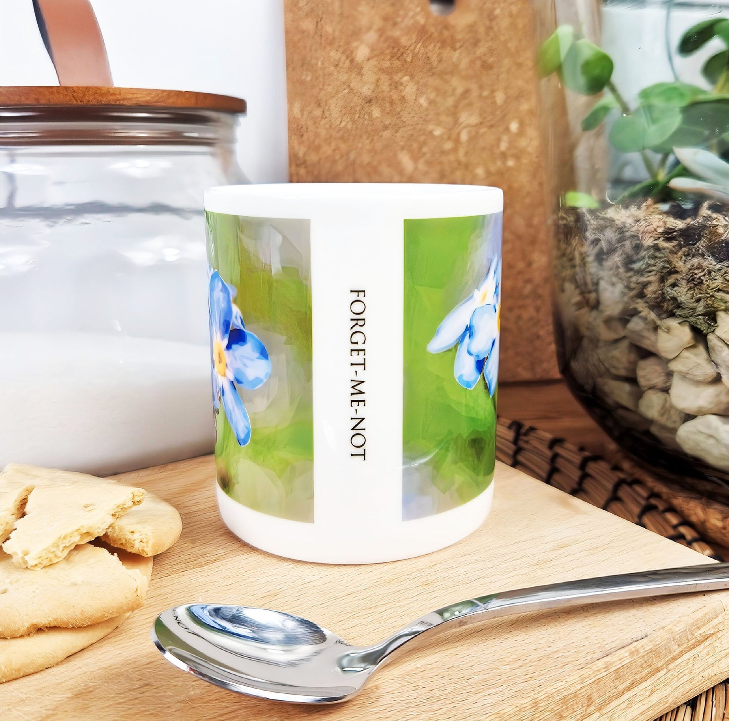 Forget-me-not flower illustration | Bone China mug | Wildflowers