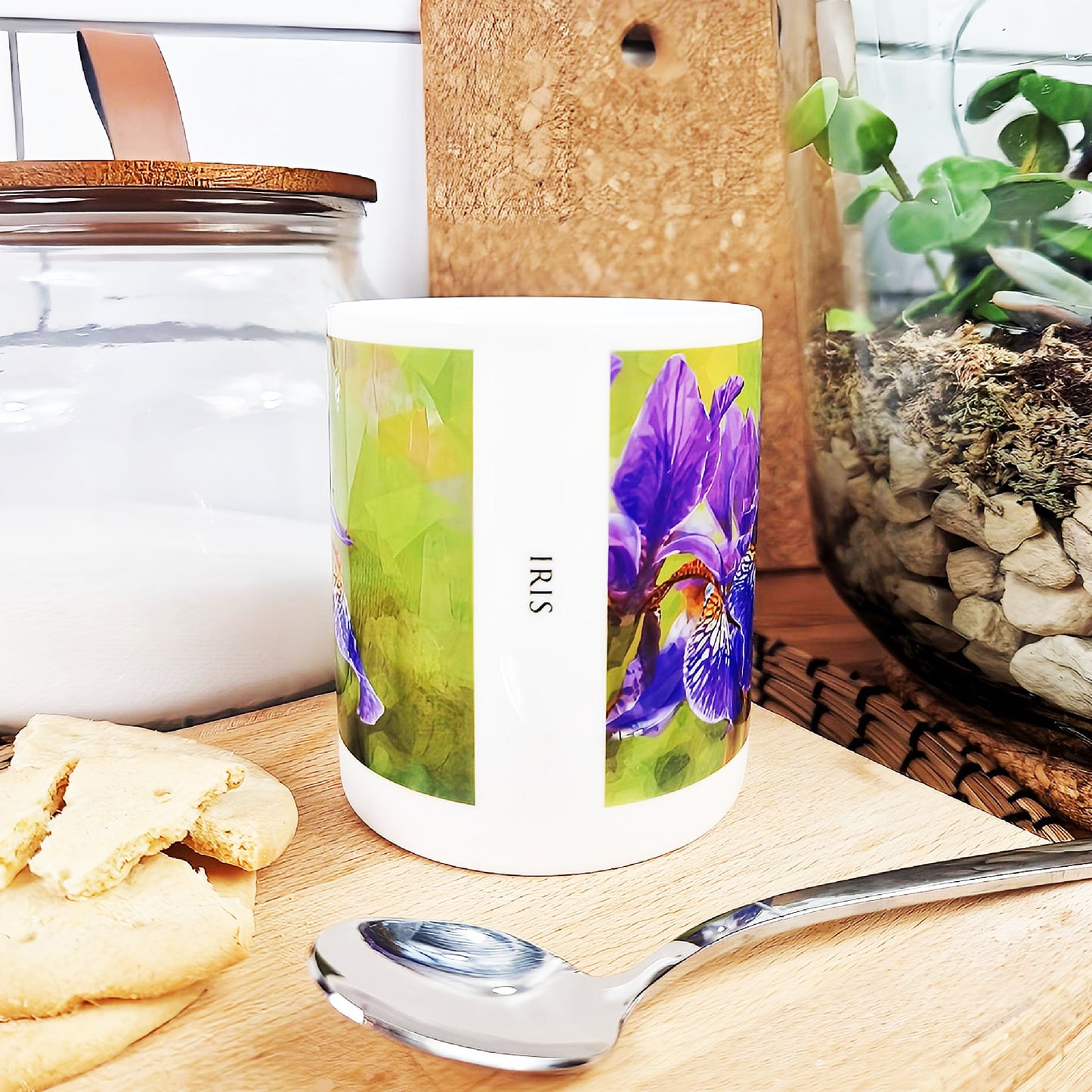 Iris flowers illustration | Bone China mug | British flowers