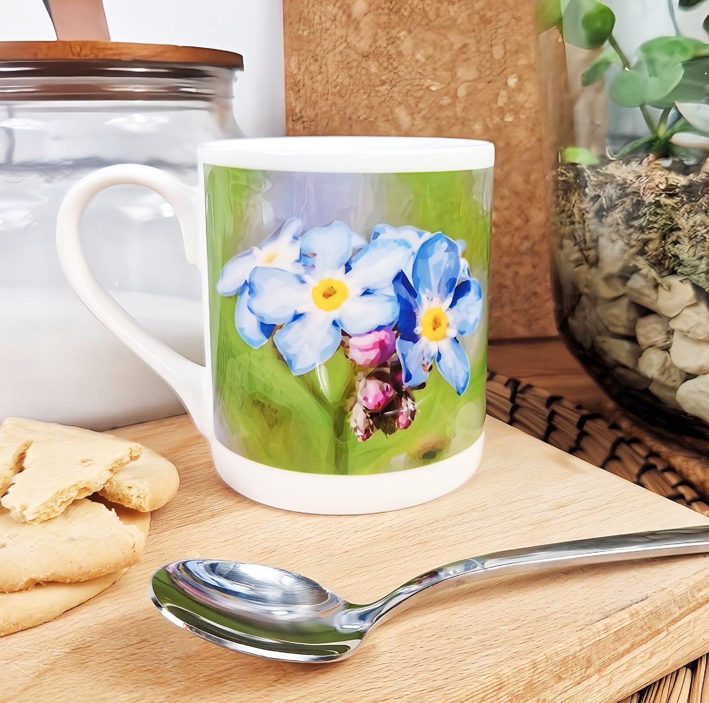 Forget-me-not flower illustration | Bone China mug | Wildflowers