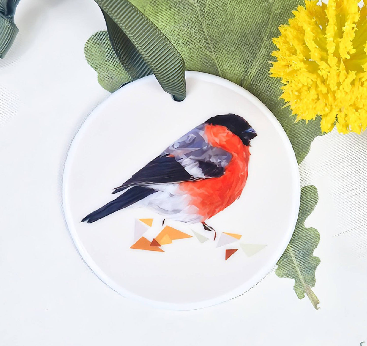 BULLFINCH bird illustration | Hanging ceramic decoration