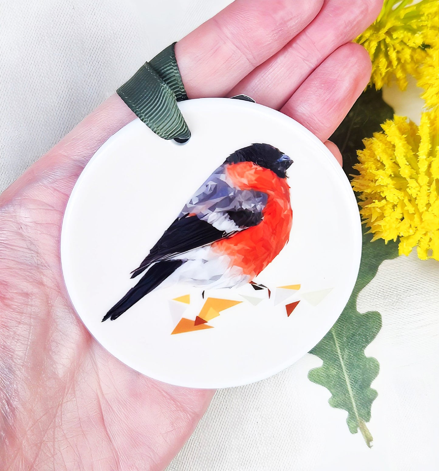 BULLFINCH bird illustration | Hanging ceramic decoration