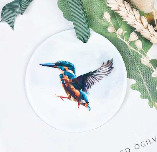 KINGFISHER bird illustration | Hanging ceramic decoration