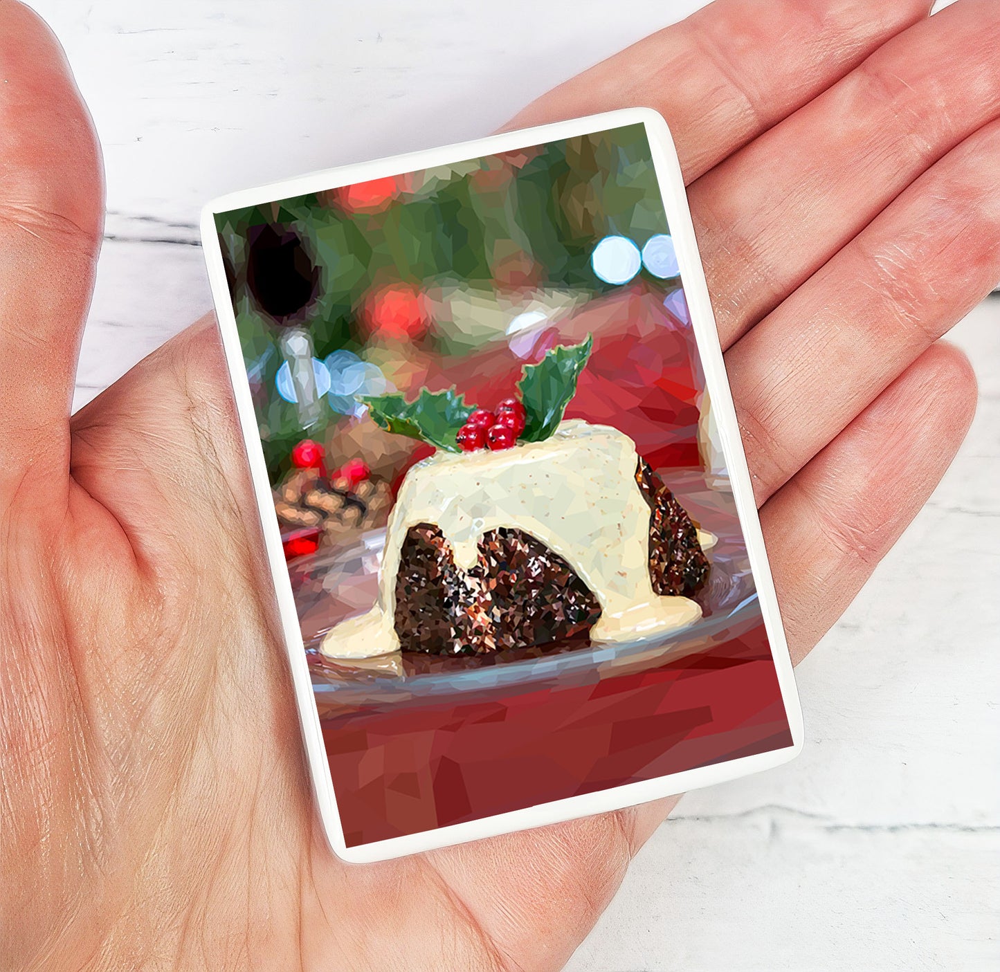 CHRISTMAS PUDDING ceramic magnet