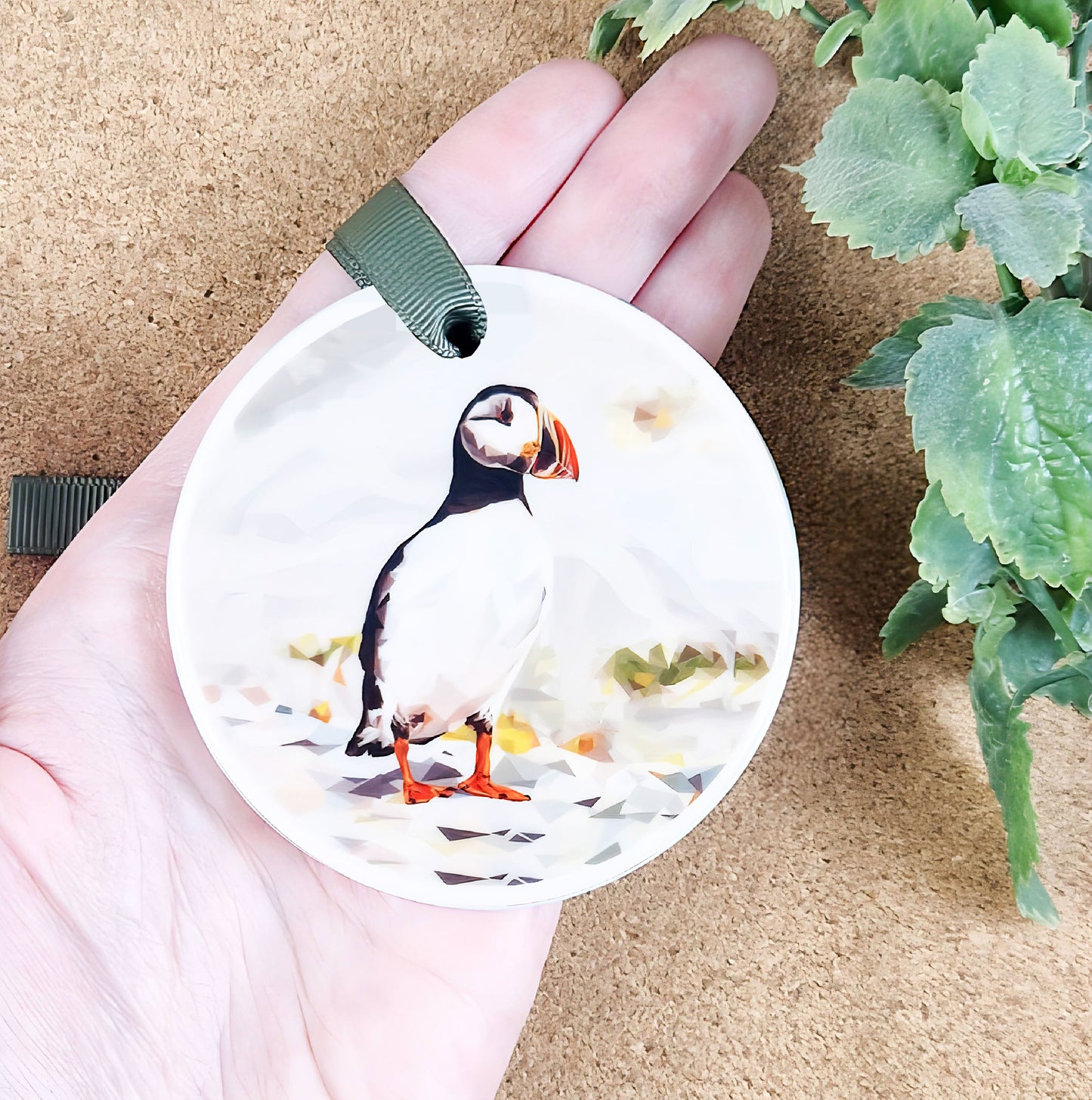 Atlantic puffin bird illustration |  Hanging ceramic decoration | Scottish coasts