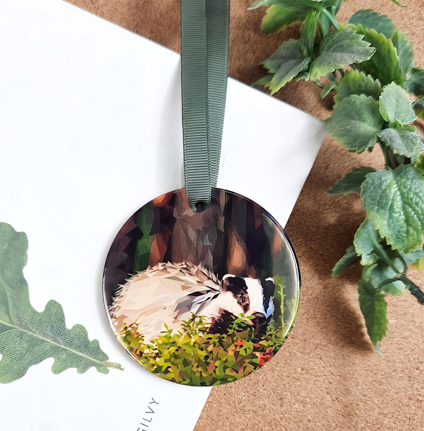 Badger illustration | Hanging ceramic decoration | British wildlife