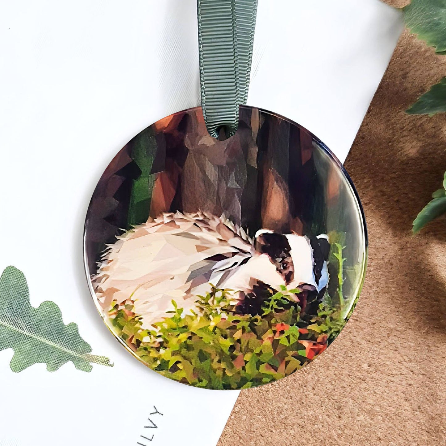 Badger illustration | Hanging ceramic decoration | British wildlife